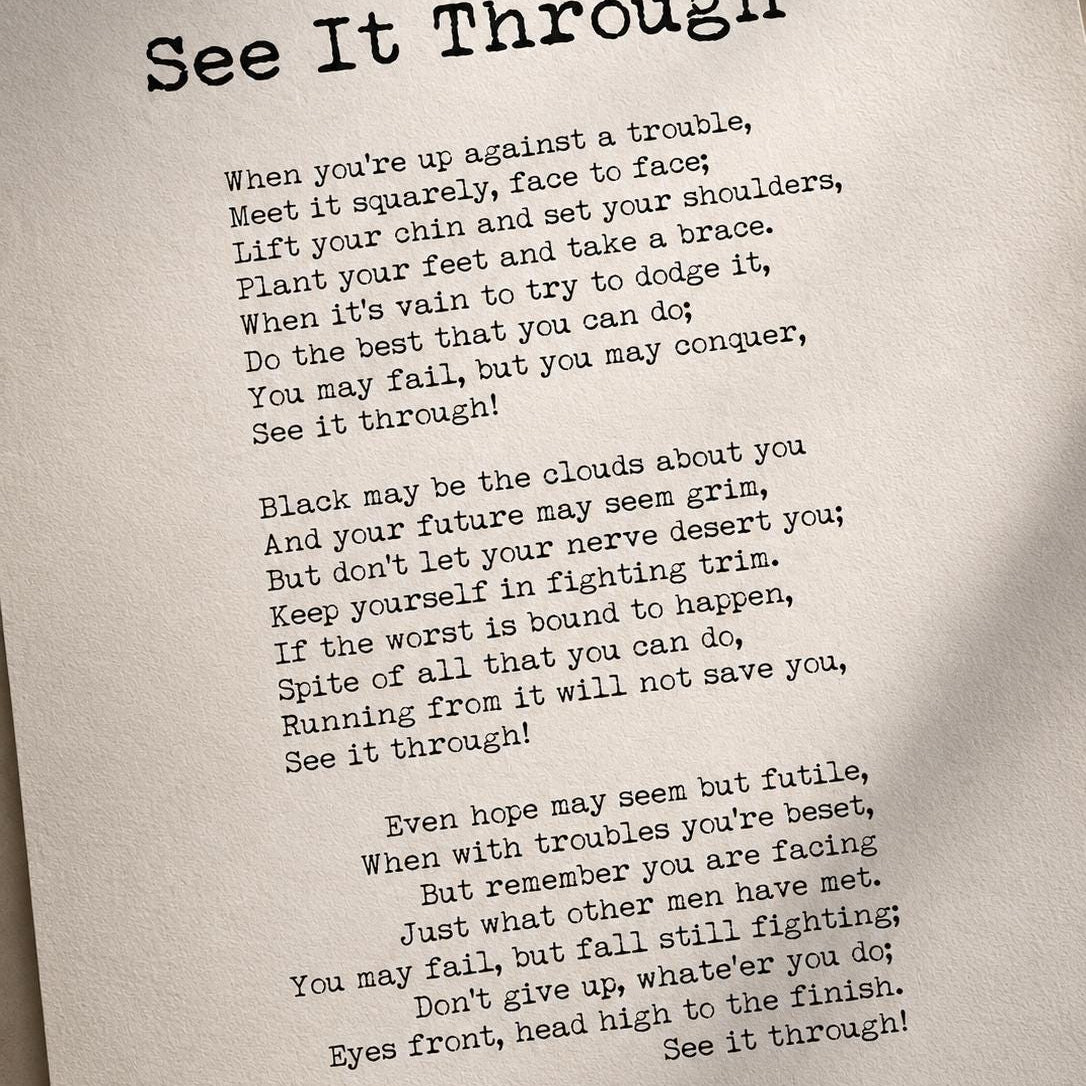 See It Through Poem Print | Edgar Albert Guest Inspirational Wall Art