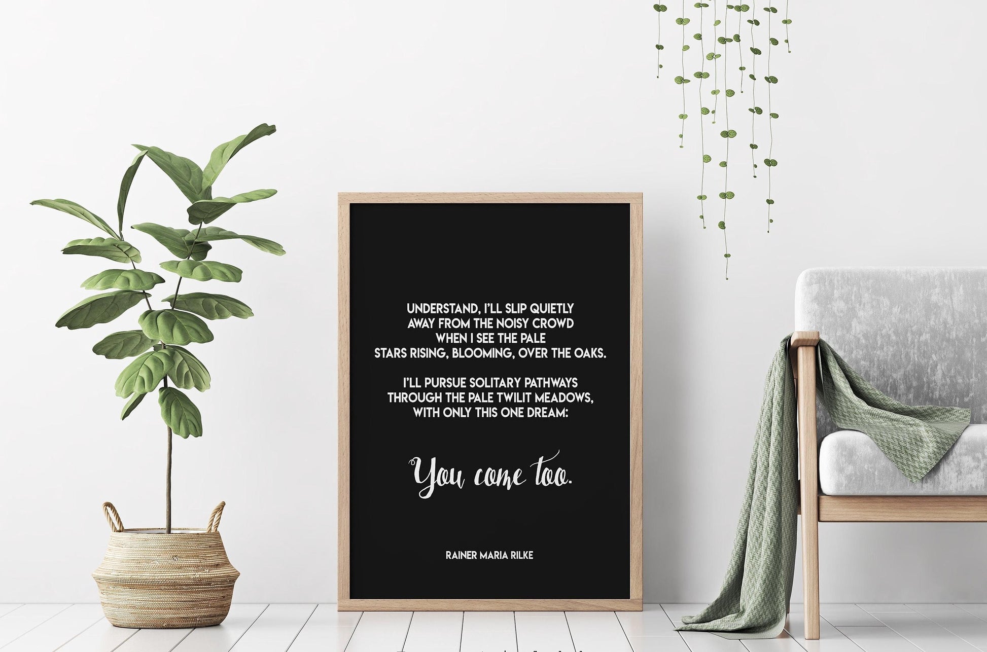 You Come Too Rilke Poem Print – Minimalist Literary Quote Wall Art – Romantic Black and White Poetry Poster for Bedroom or Gift