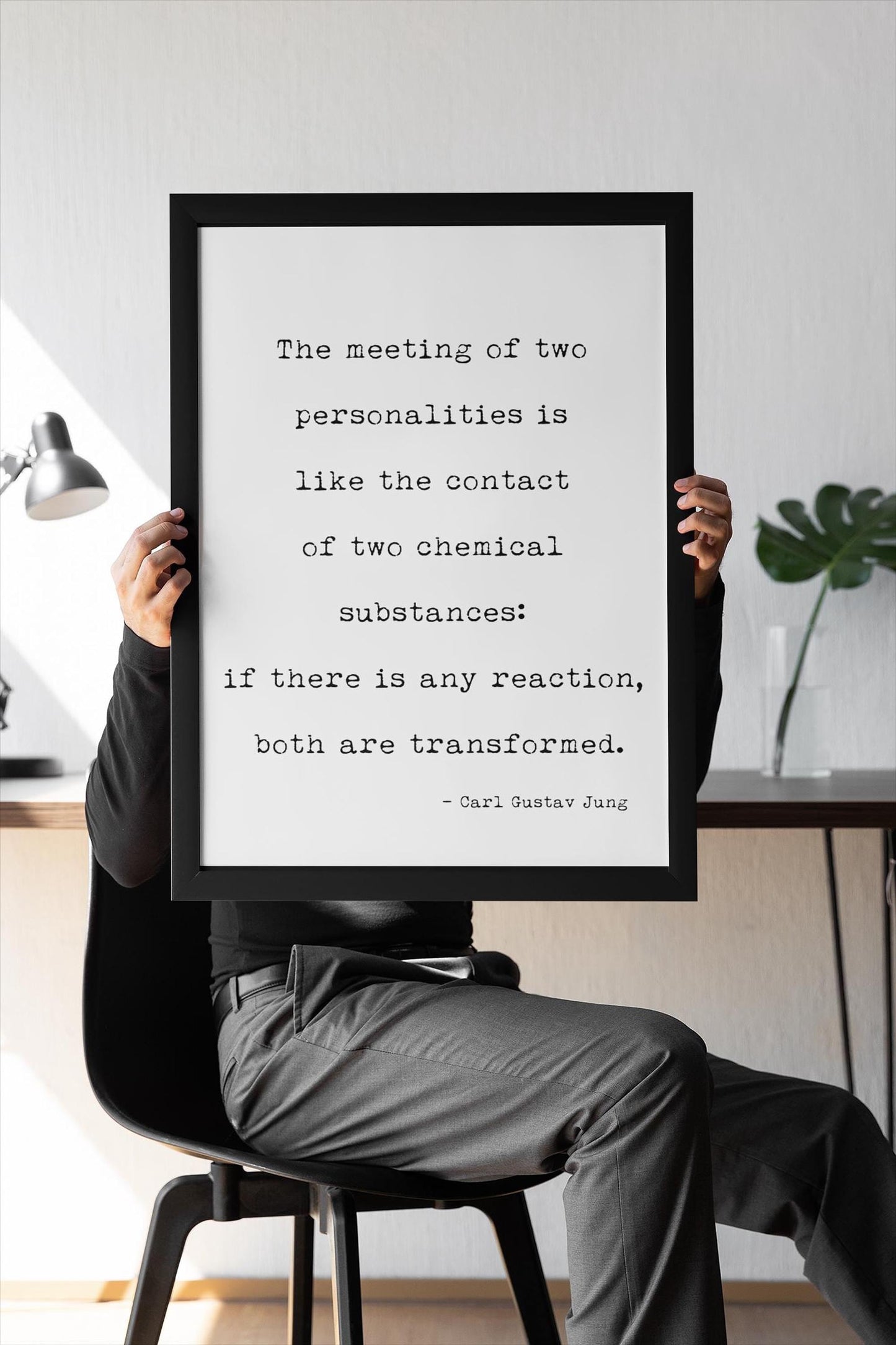 Carl Jung Quote Print – Psychology Wall Art – Typewriter Style Literary Decor – Love & Connection Gift – Framed or Unframed