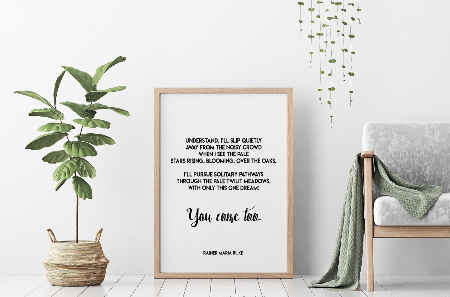 You Come Too Rilke Poem Print – Minimalist Literary Quote Wall Art – Romantic Black and White Poetry Poster for Bedroom or Gift