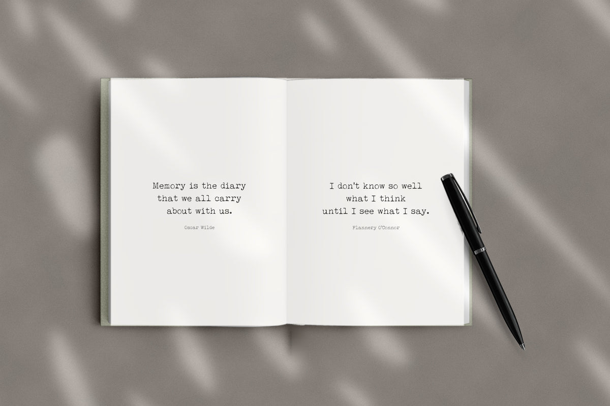 Inside the journal: quote pages from Oscar Wilde and Flannery O'Connor