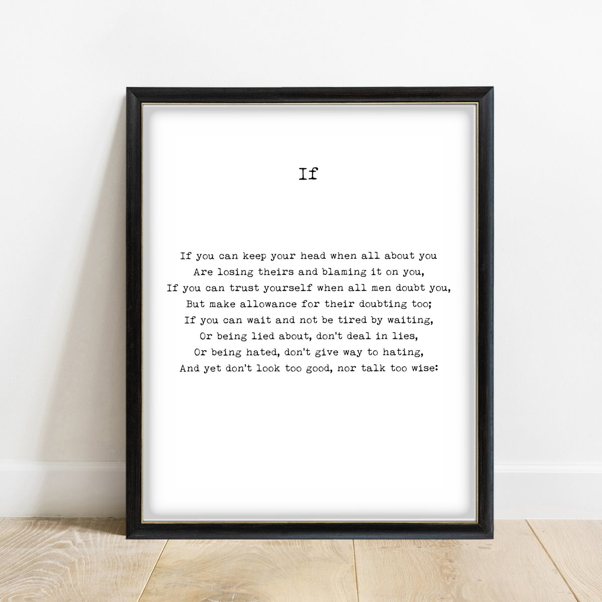 Rudyard Kipling If first stanza print, white background