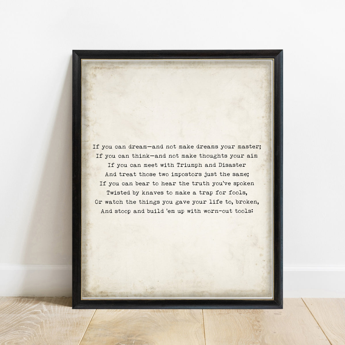 Rudyard Kipling If second stanza print, vintage background