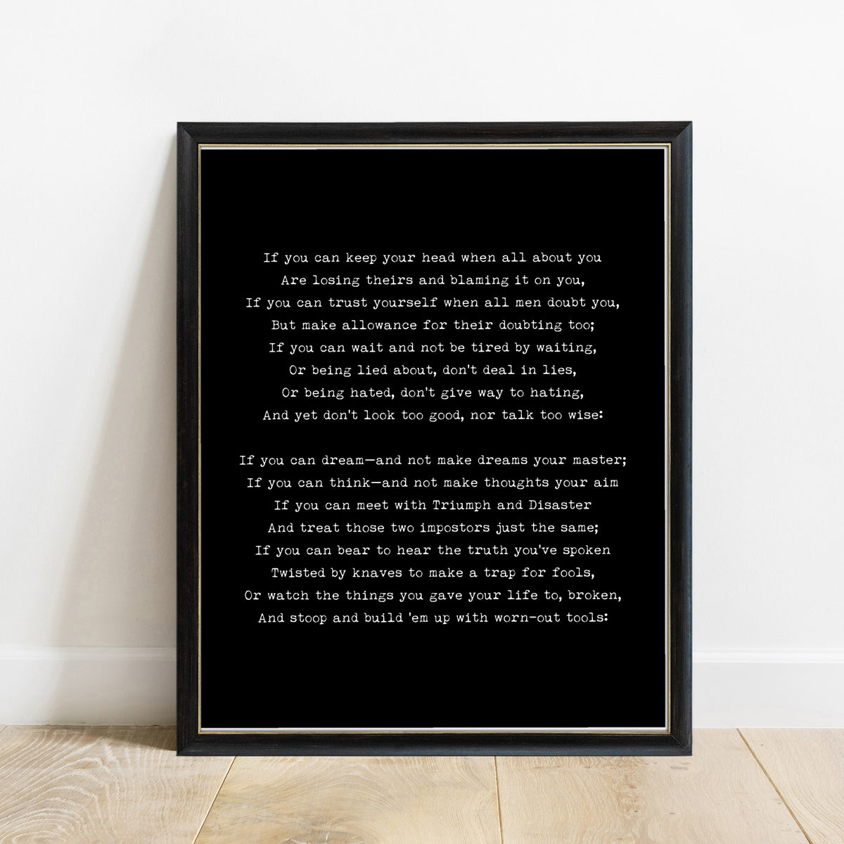 Rudyard Kipling If set of four, poem print, black background