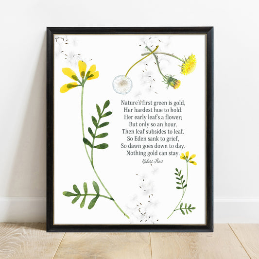 Robert Frost nothing gold can stay print in a black frame
