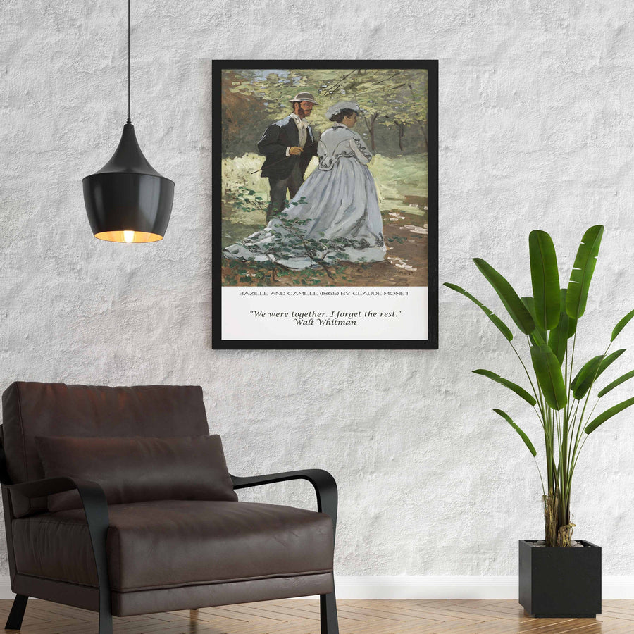 Walt Whitman - Claude Monet Fine Art Print - Bazille and Camille, We Were Together I Forget The Rest