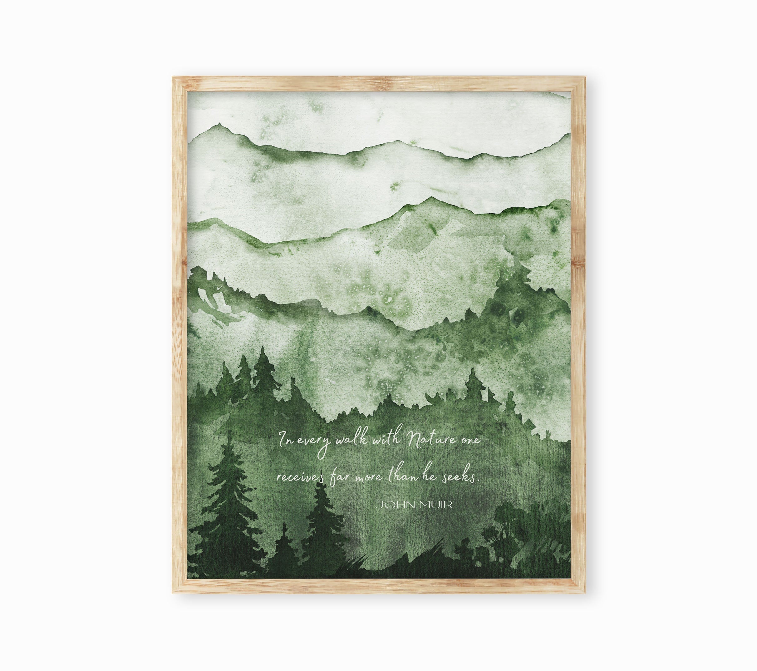 John Muir Print for Country Decor, In Every Walk With Nature Quote Wall Art Prints
