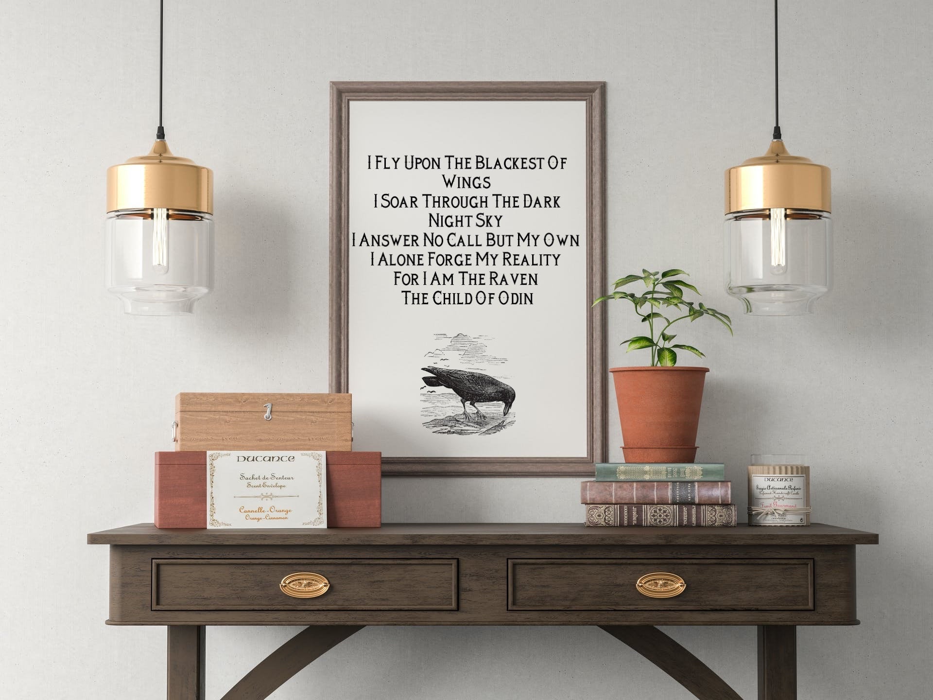 Norse Viking Poetry Child of Odin Wall Art Print, I Fly Upon The Blackest of Wings