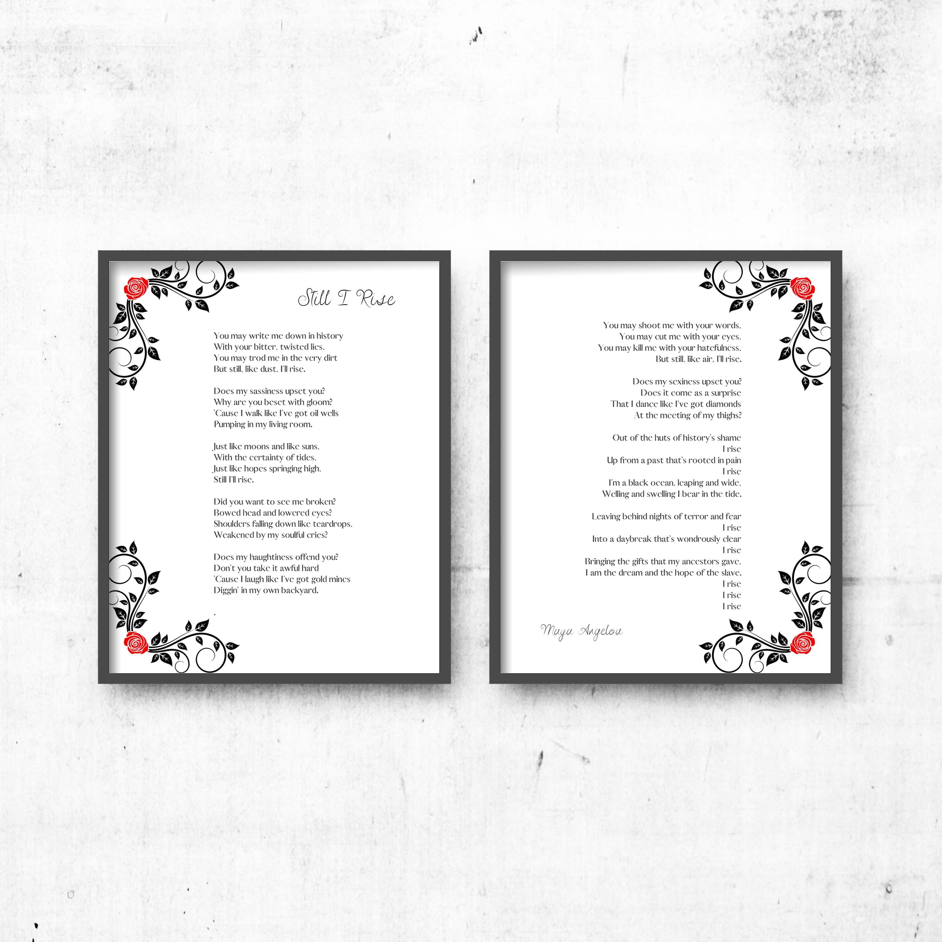 Still I Rise Wall Art Prints Set Of 2, Maya Angelou