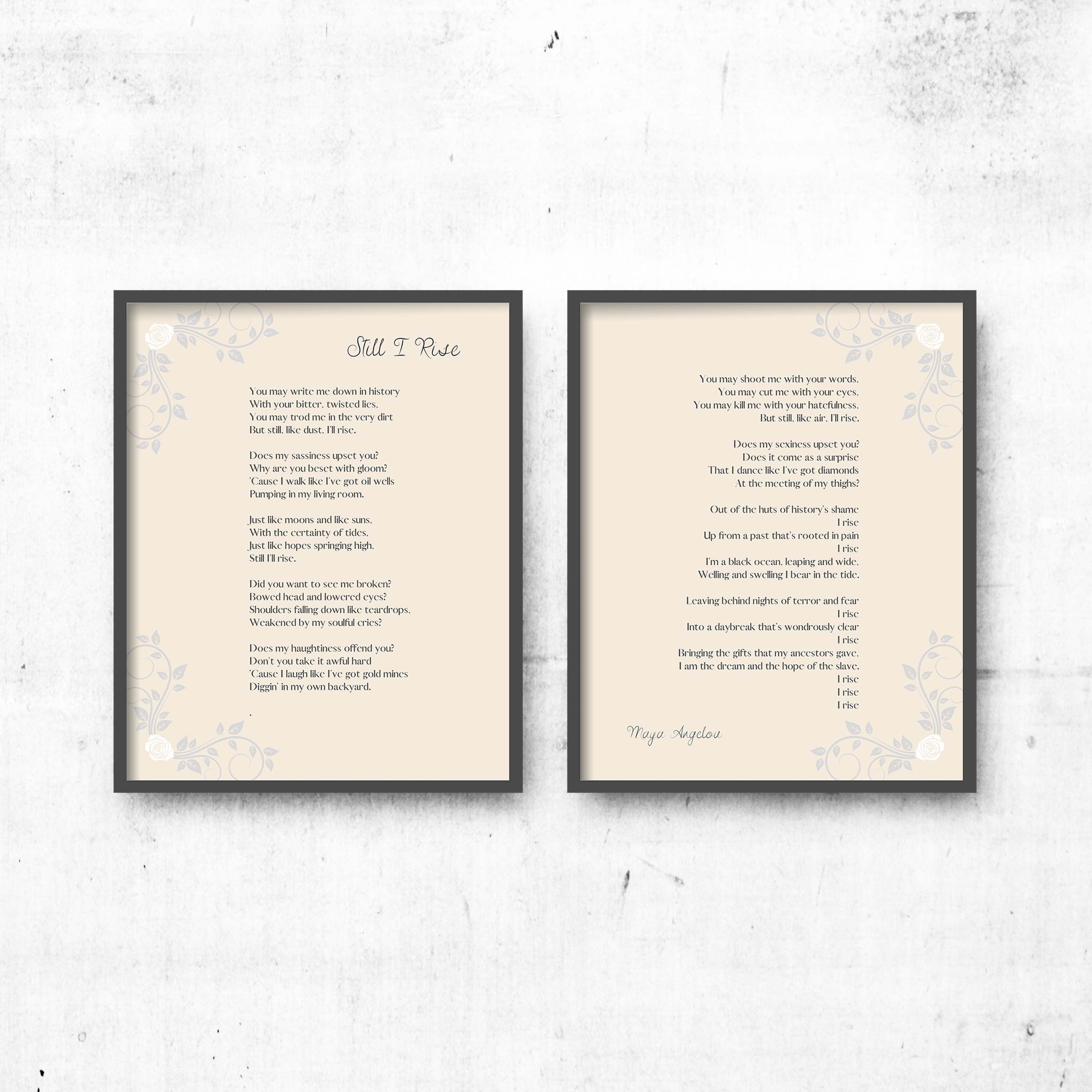 Still I Rise Wall Art Prints Set Of 2, Maya Angelou