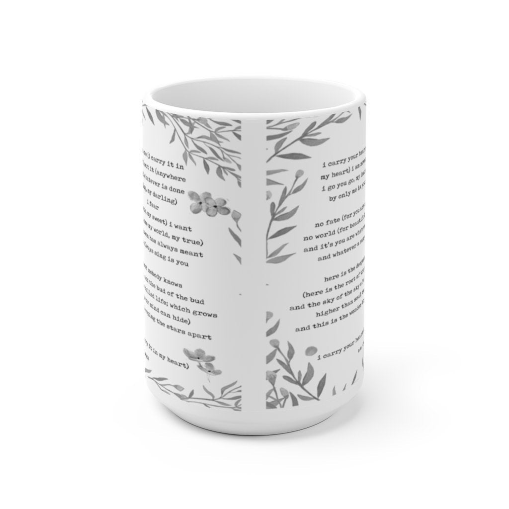 i carry your heart Coffee Mug, Anniversary Gift ee cummings Poem Tea Mug