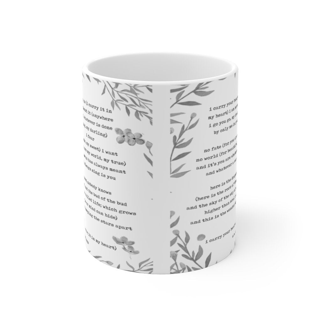 i carry your heart Coffee Mug, Anniversary Gift ee cummings Poem Tea Mug