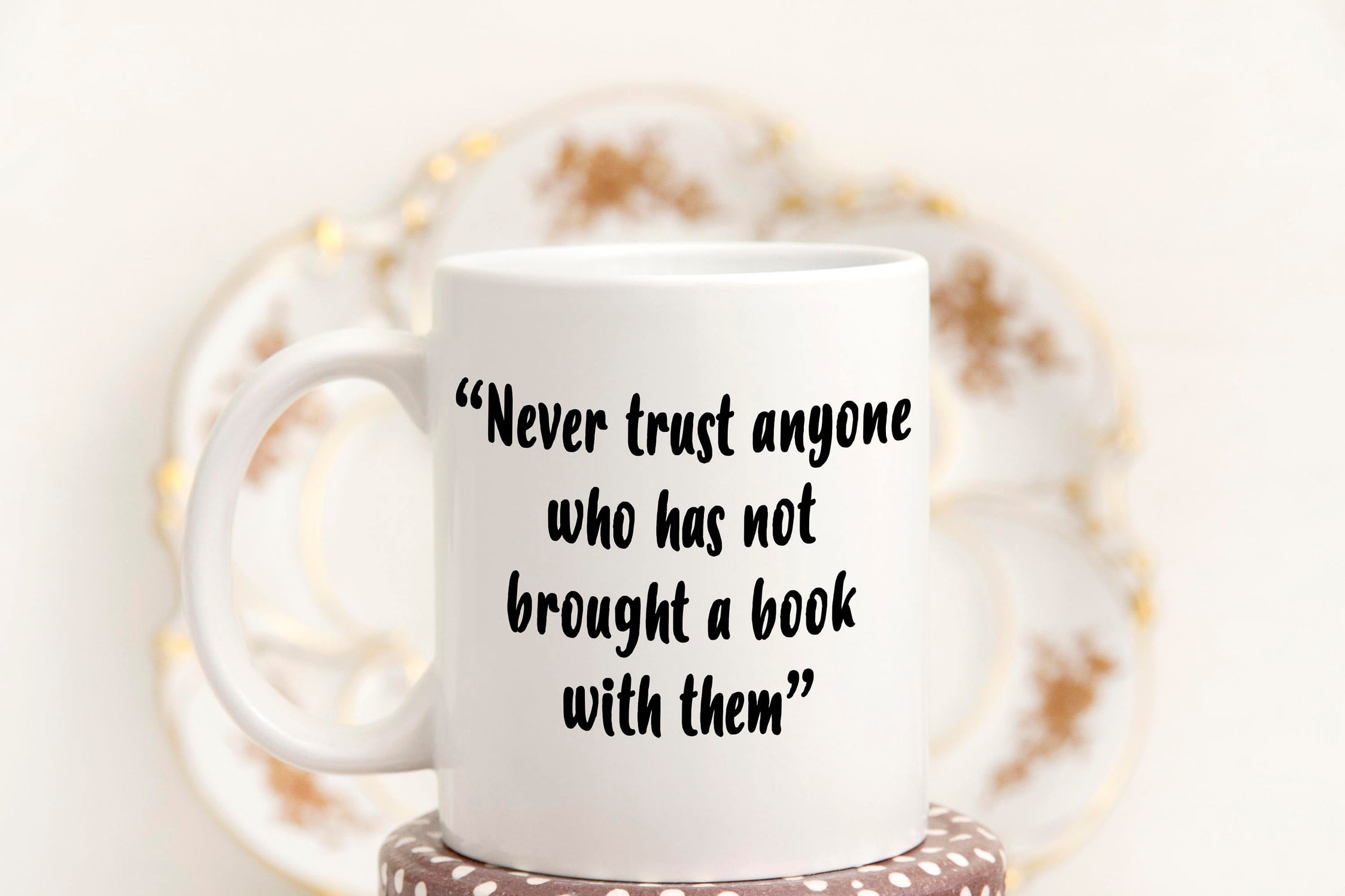Never Trust Anyone Who Has Not Brought A Book With Them Book Lover Mug, Lemony Snicket Quote Mug, Teacher Reading Mug Gift