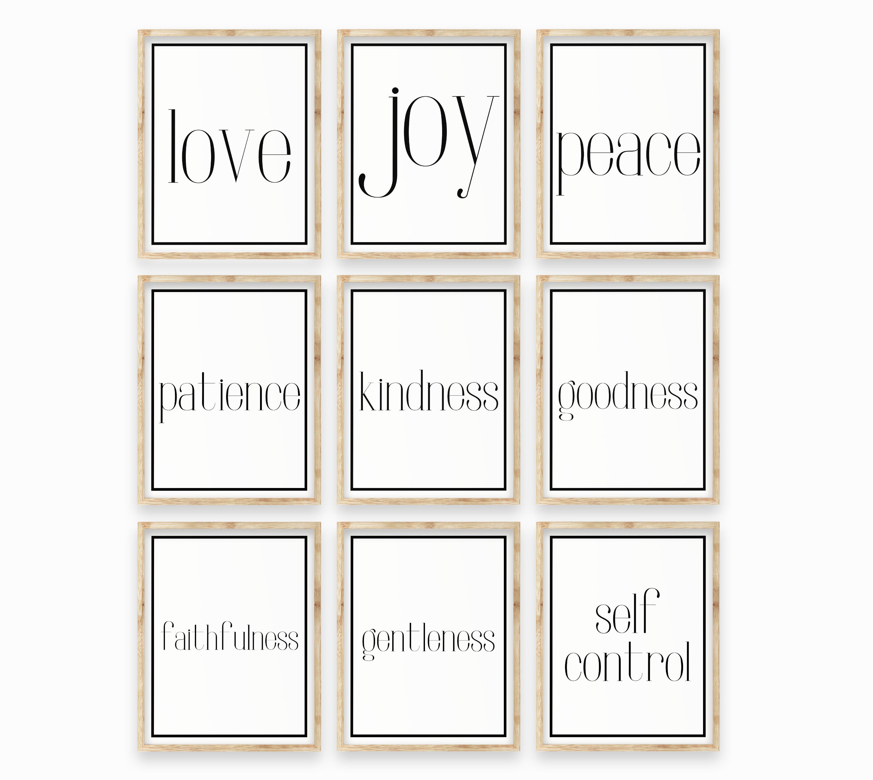 Galatians Fruits of the Spirit Love Joy Peace Wall Art Print Set