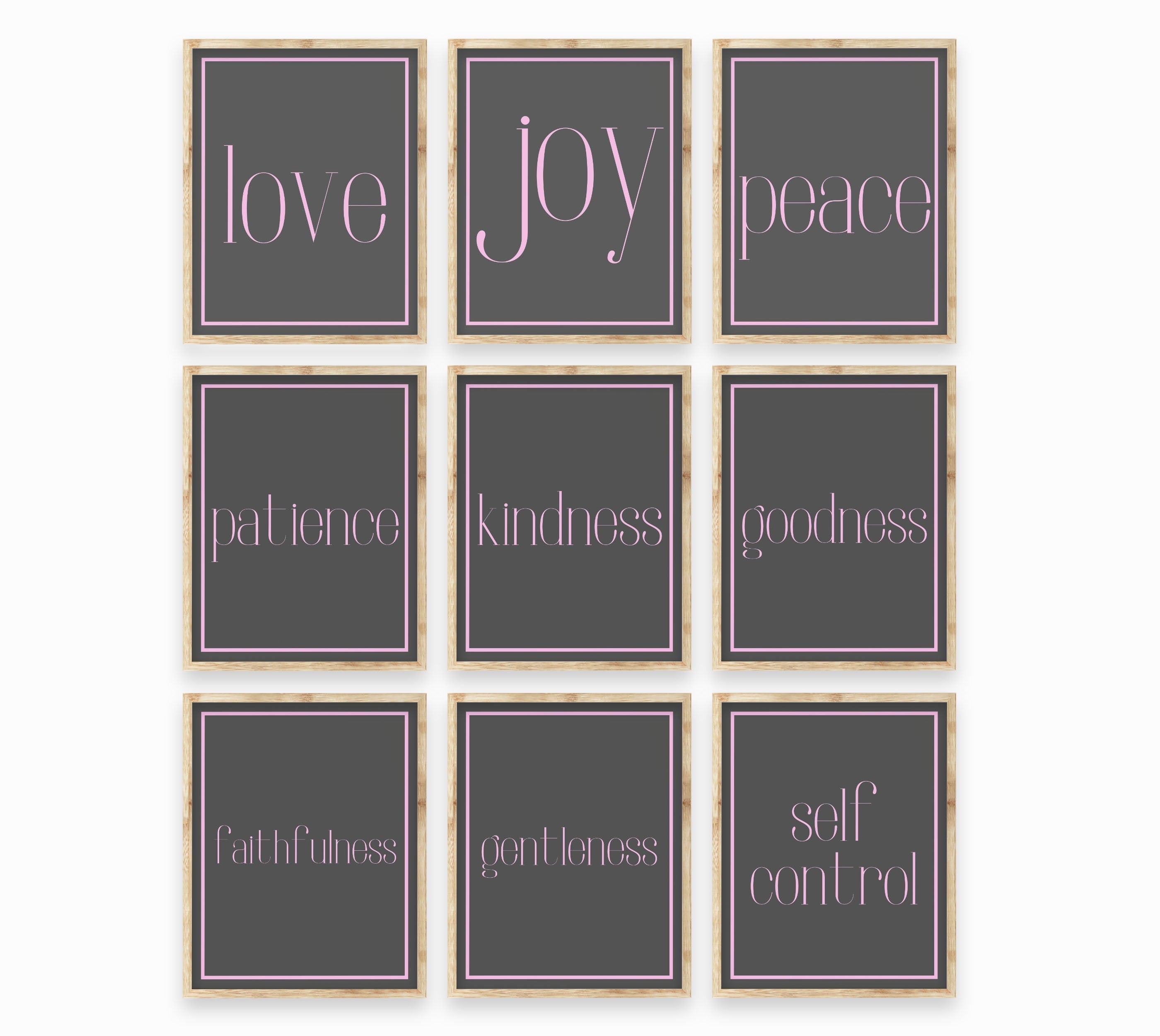 Galatians Fruits of the Spirit Love Joy Peace Wall Art Print Set