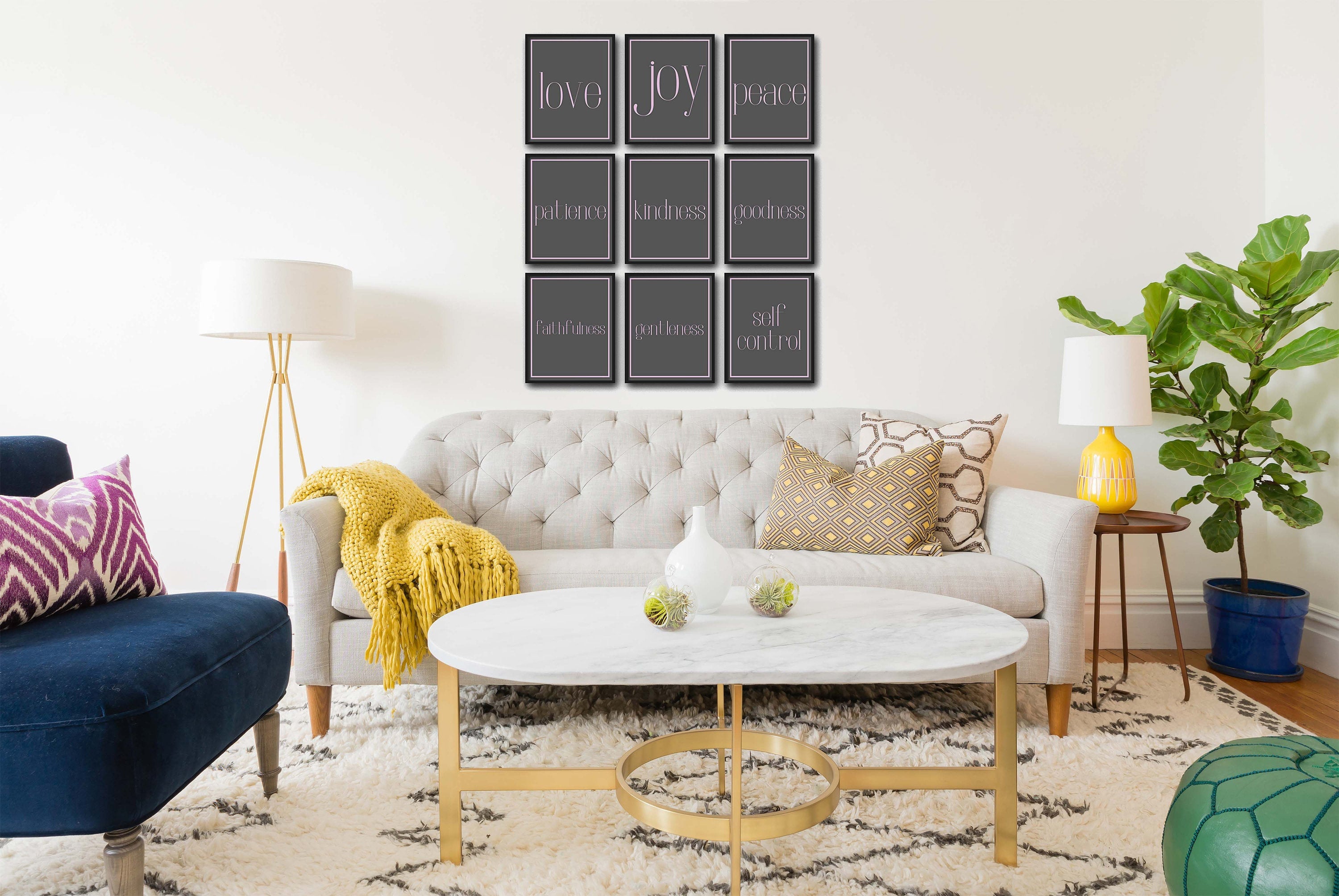 Galatians Fruits of the Spirit Love Joy Peace Wall Art Print Set