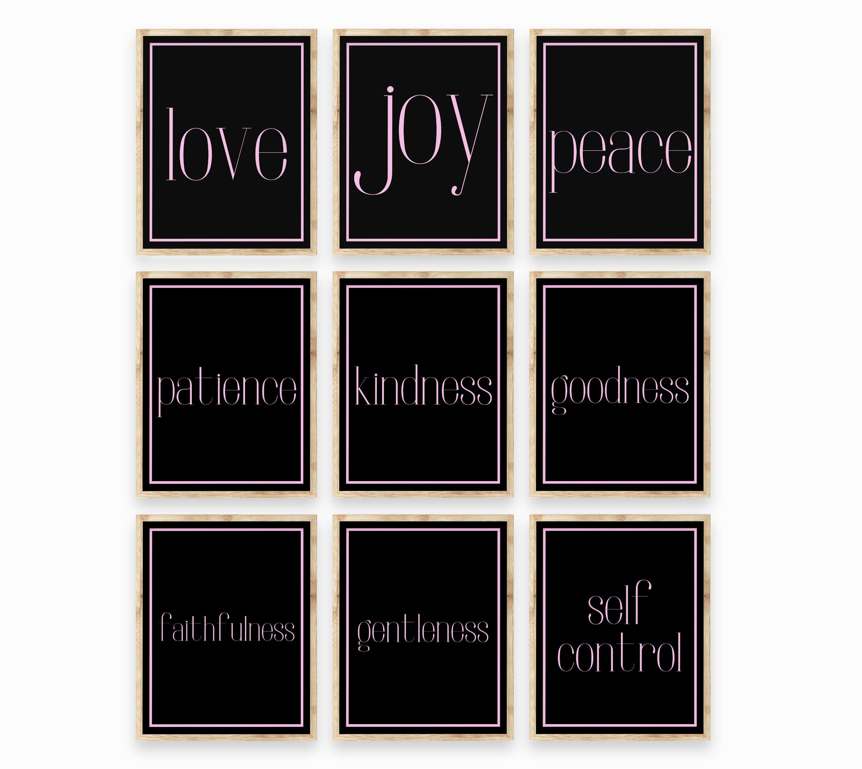 Love Joy Peace Print Set in Pink & Grey , Galatians 5