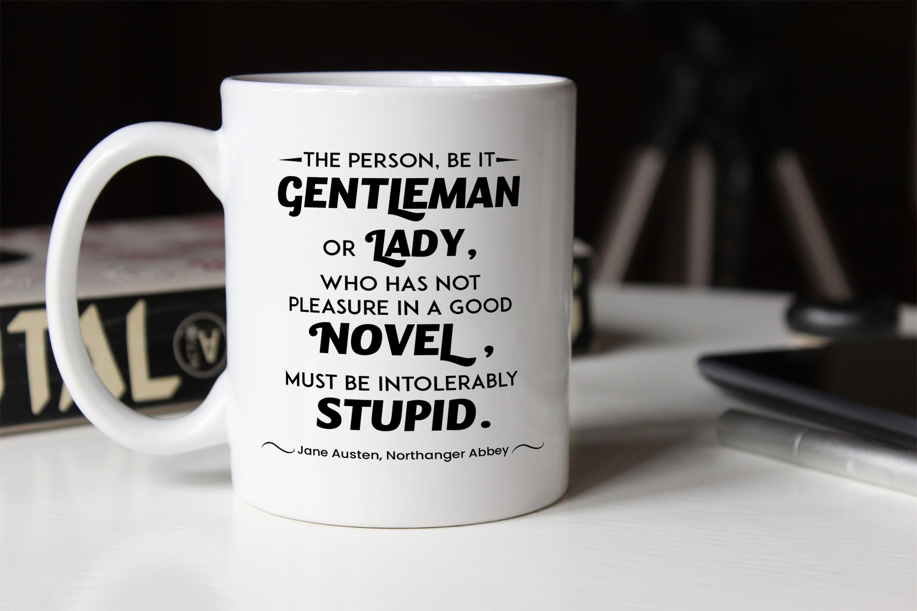 Pleasure In A Good Novel Jane Austen Coffee Mug