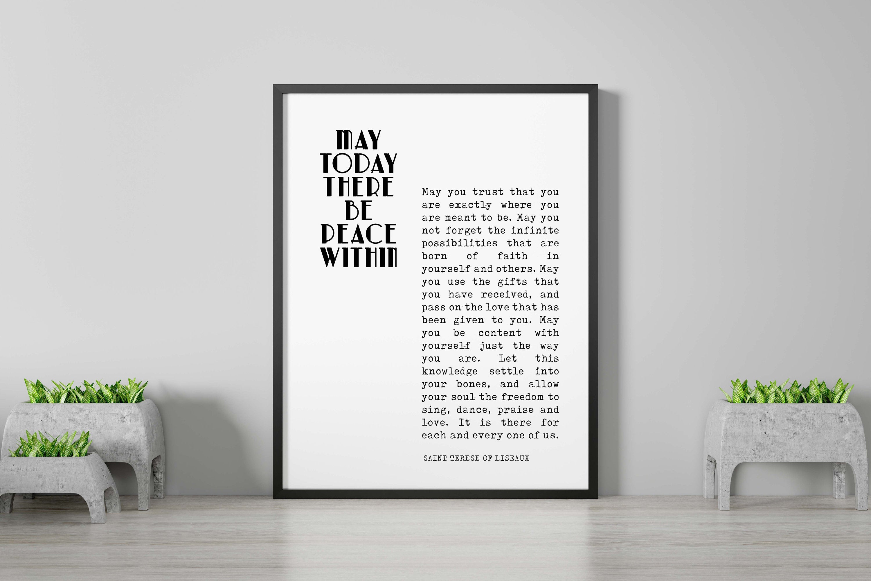 St Therese of Lisieux Peace Quote Print May Today There Be Peace Within