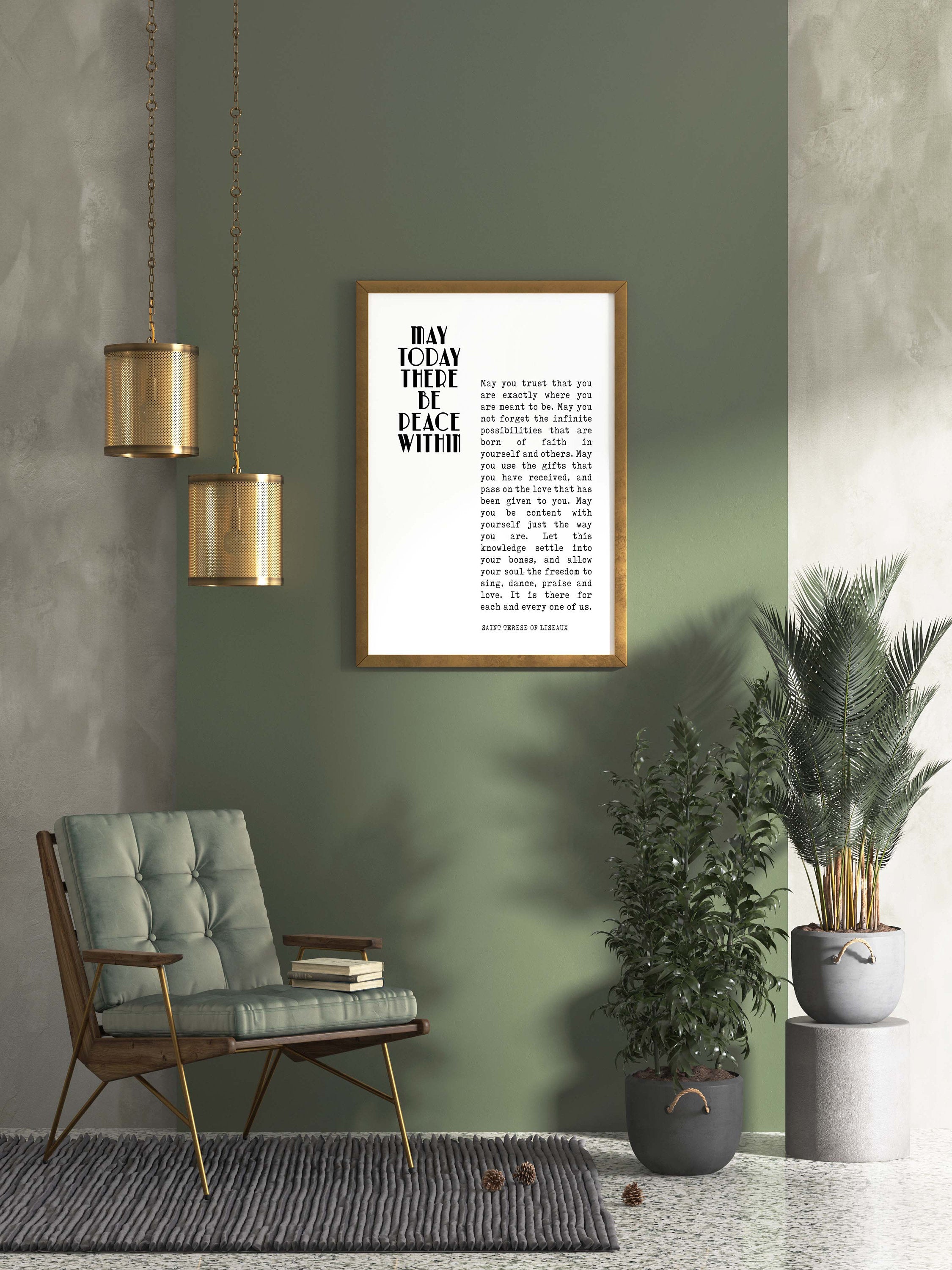 St Therese of Lisieux Peace Quote Print May Today There Be Peace Within