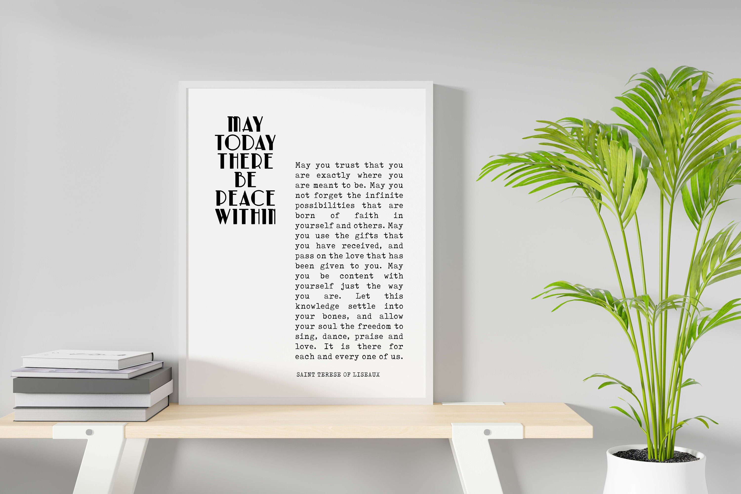 St Therese of Lisieux Peace Quote Print May Today There Be Peace Within