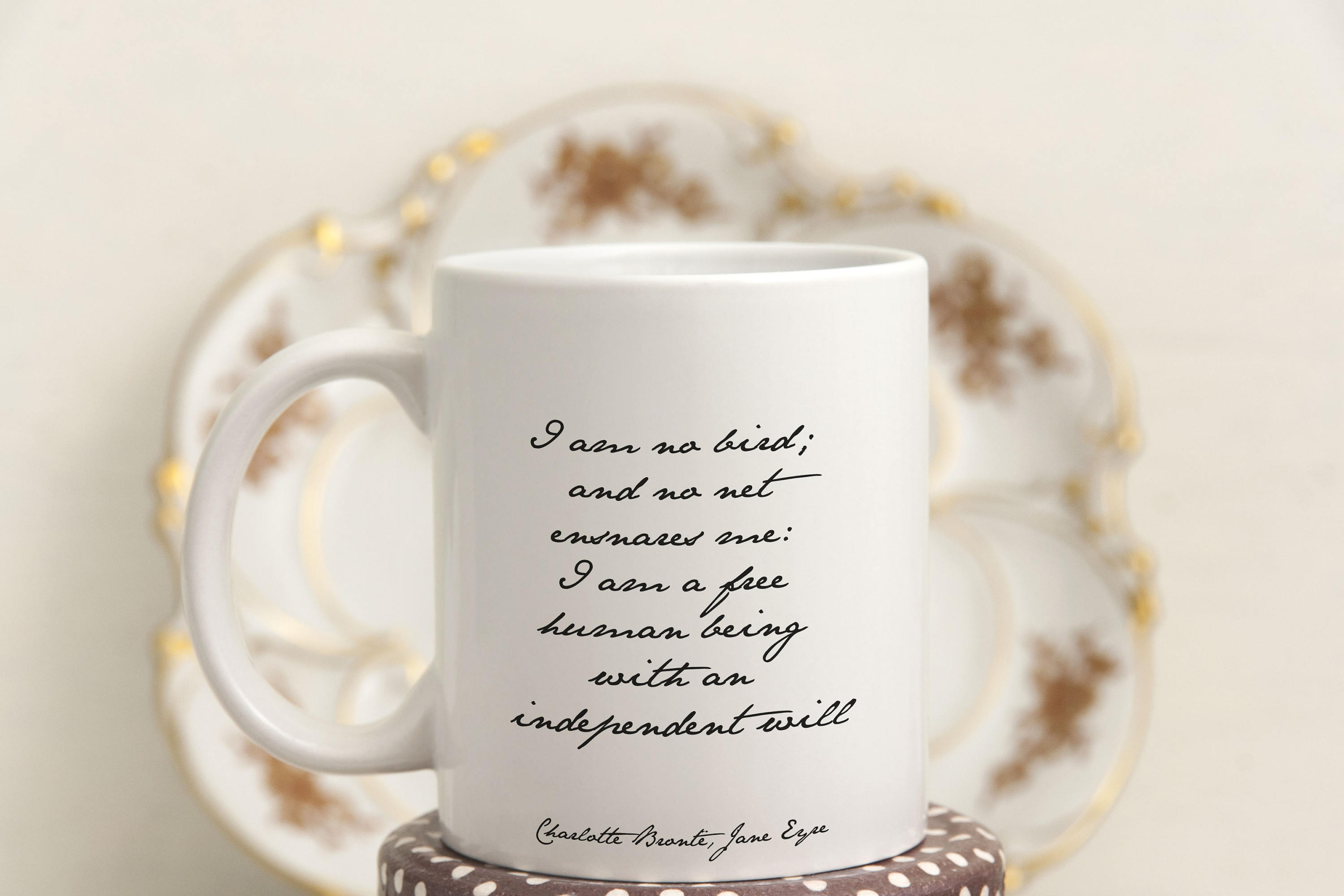 Jane Eyre I am no Bird Coffee Mug, Charlotte Bronte
