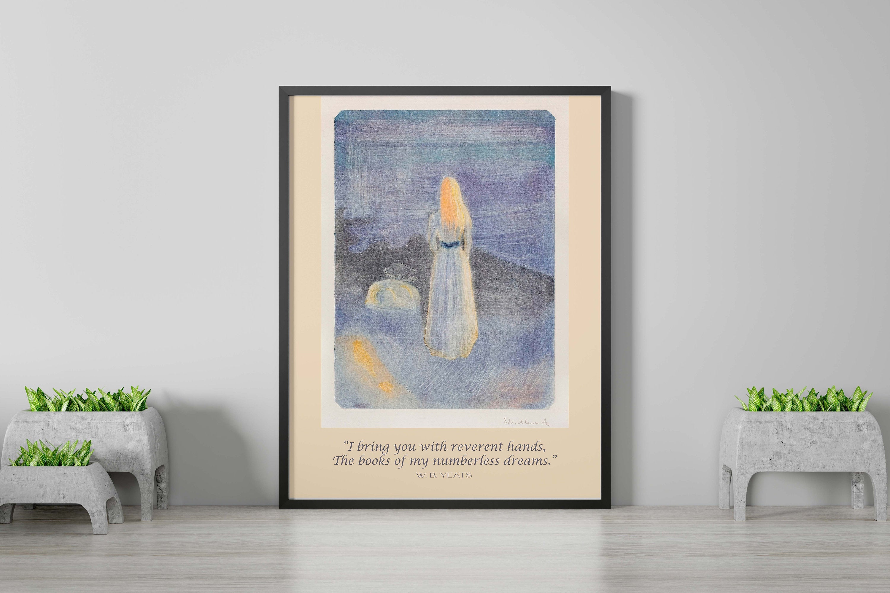 W. B. Yeats and Edvard Munch Art Print - Young Woman on the Beach, I Bring You With Reverent Hands