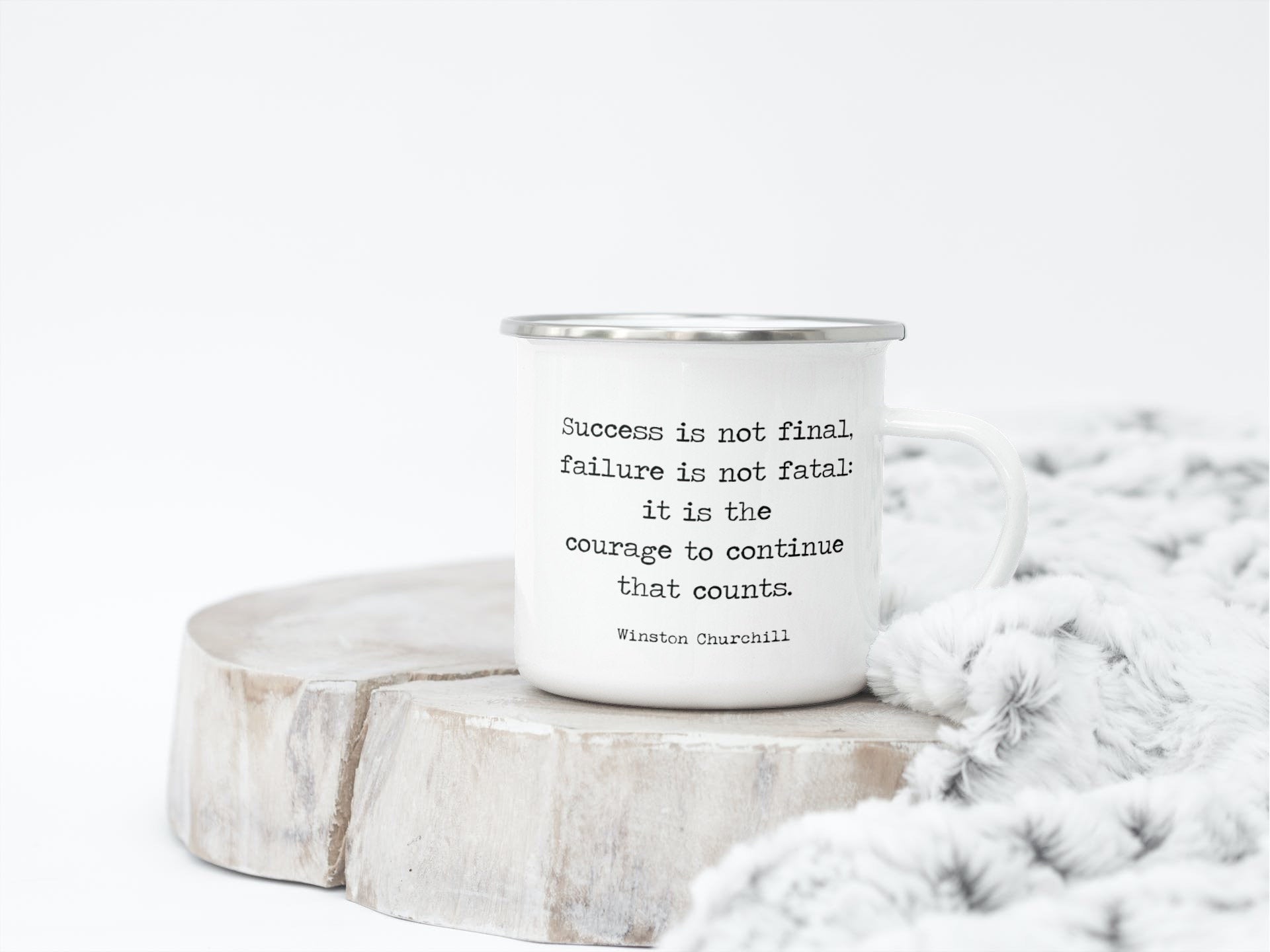 Winston Churchill Success Quote Enamel Coffee Mug
