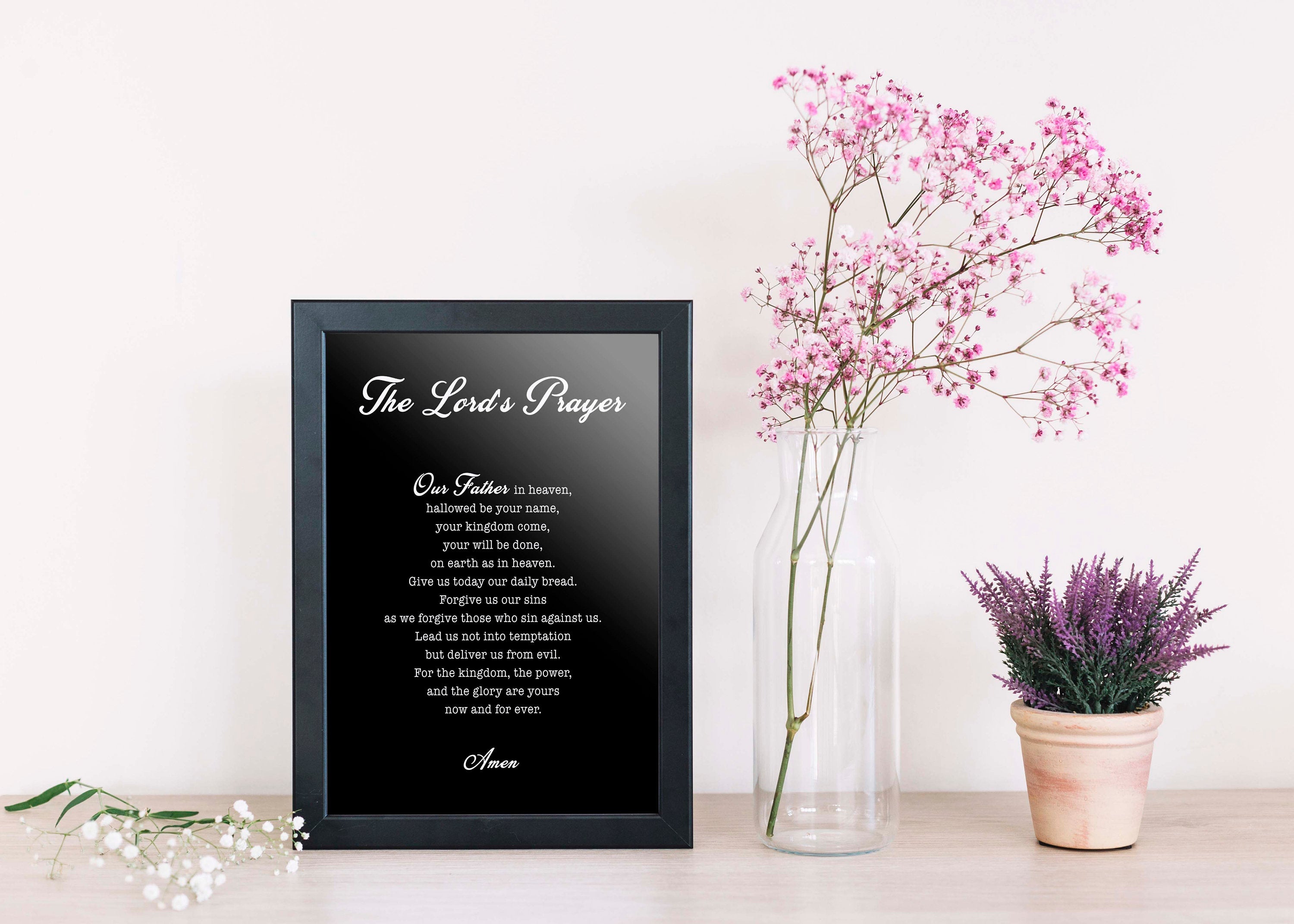 The LORD'S Prayer Art Print in Black & White, Our Father Wall Decor