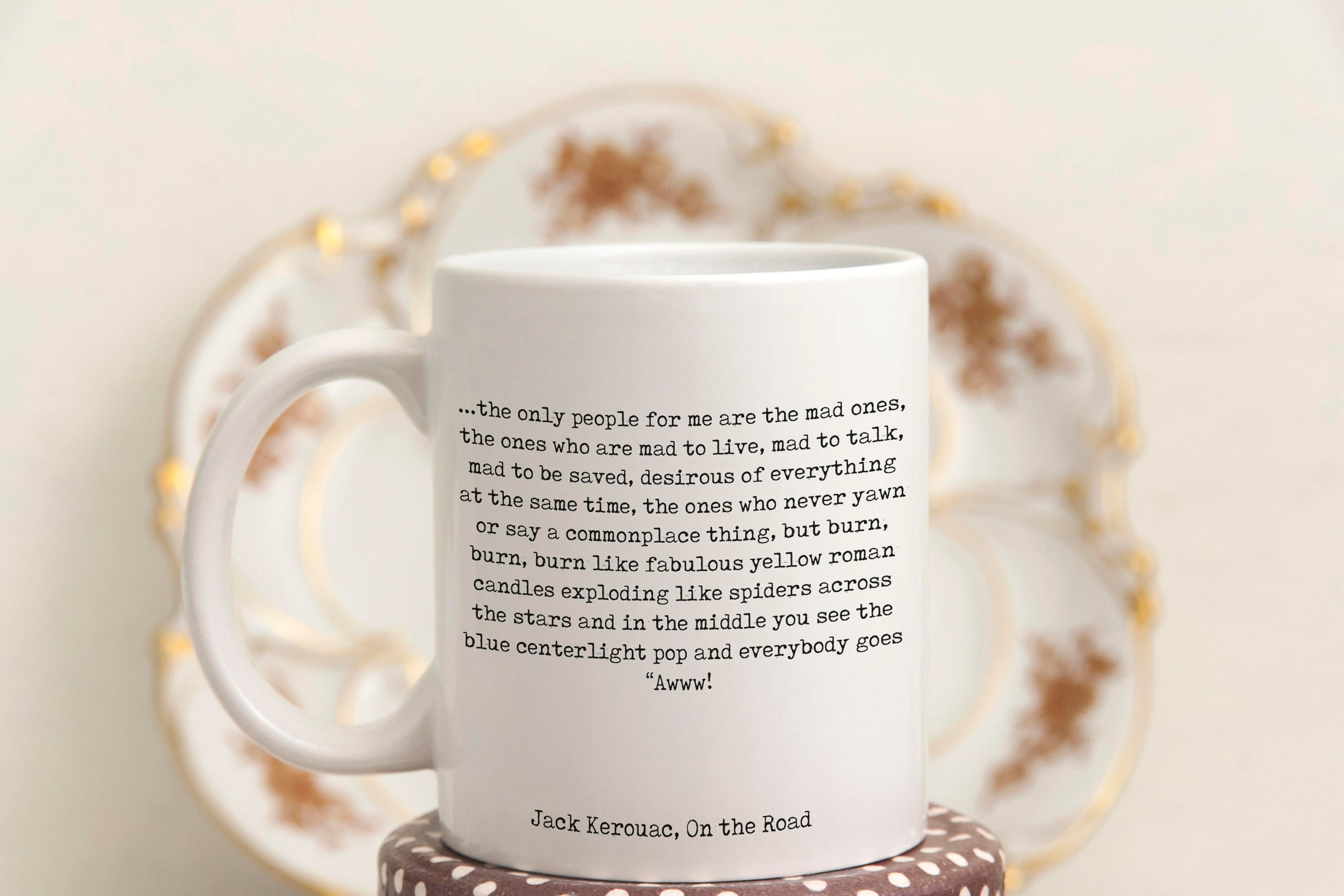Literary Gifts Jack Kerouac Mad Ones Ceramic Mug, On the Road Coffee Mug, Book Lover Gift