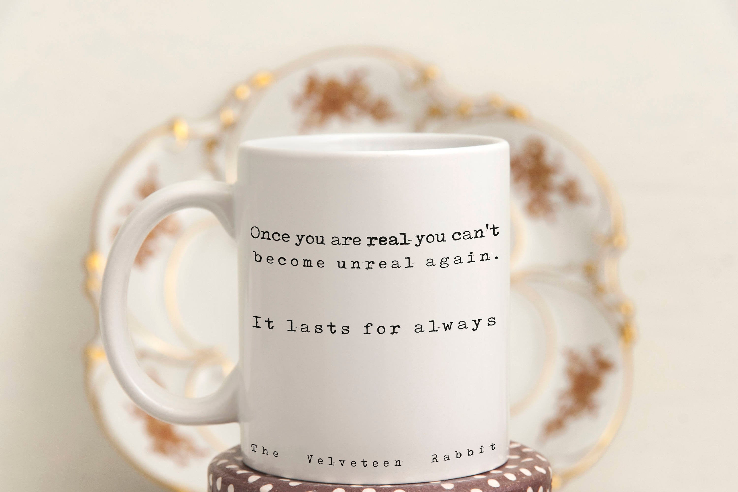 Velveteen Rabbit Quote Coffee Mug, Inspirational Gift bookworm Mug, tea mug with book quote