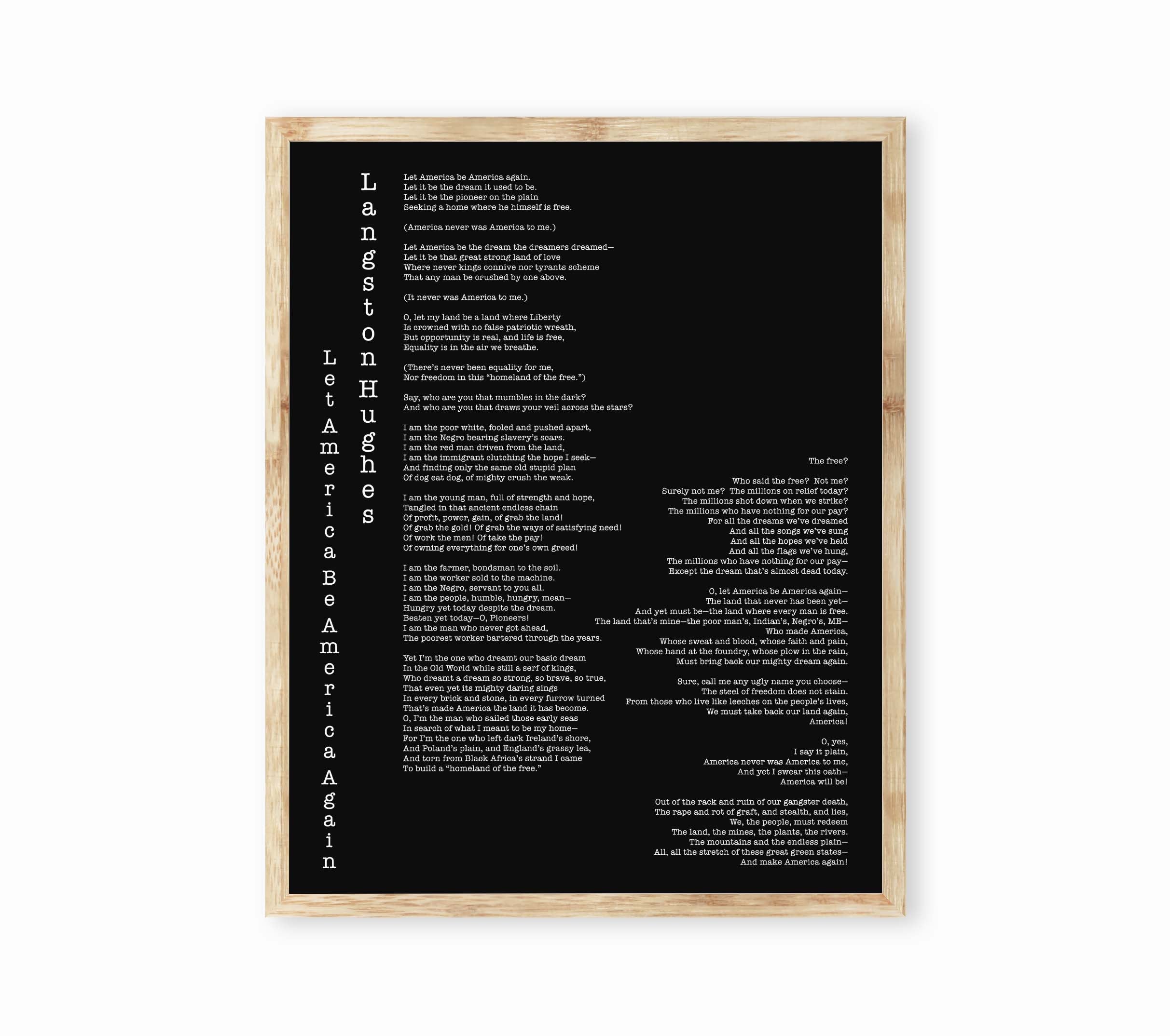 America Poem, Langston Hughes Print