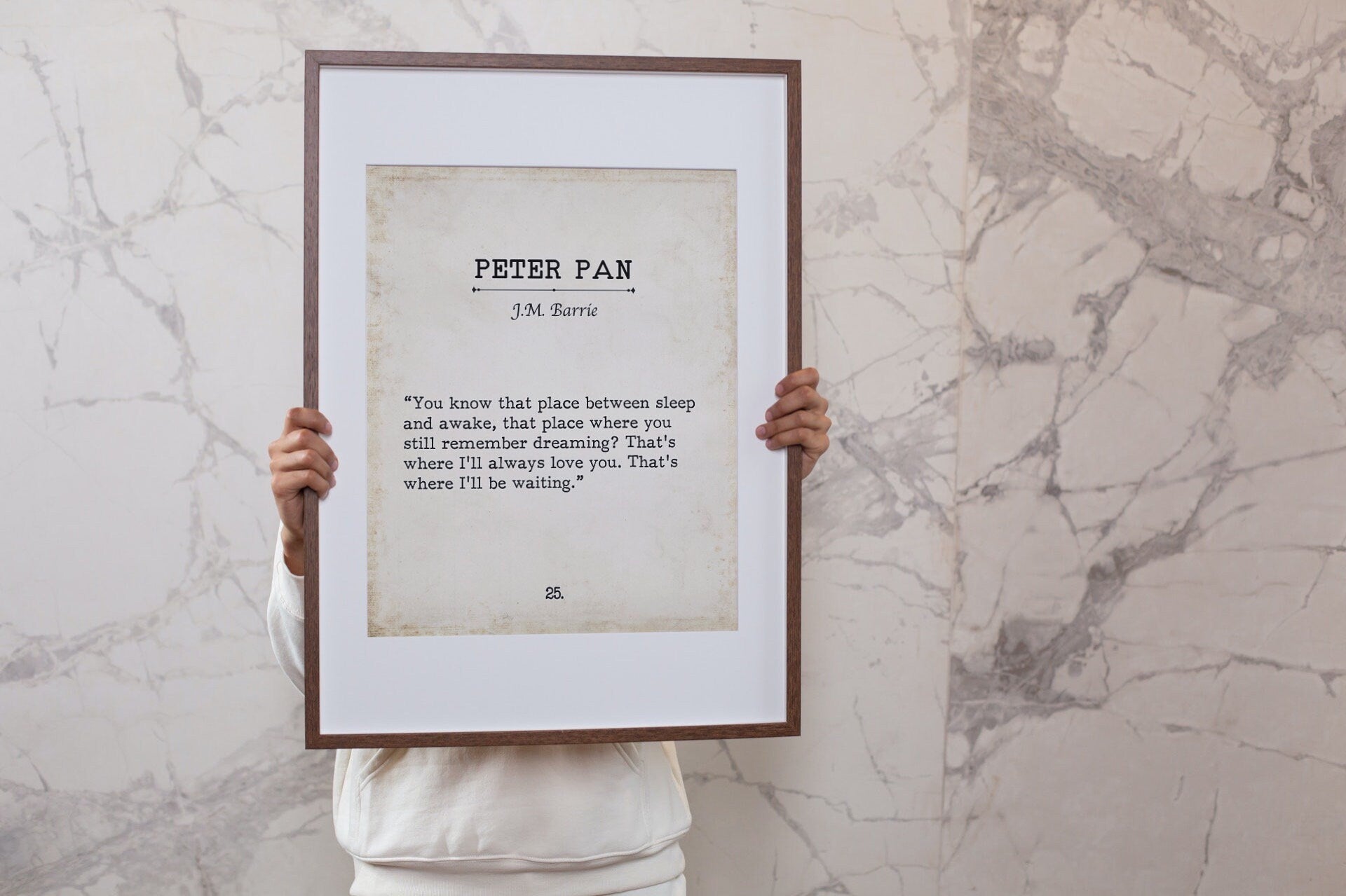 Peter Pan I'll Always Love You Book Page Inspirational Wall Art, J.M. Barrie Vintage Style Print Wall Decor, You Know That Place