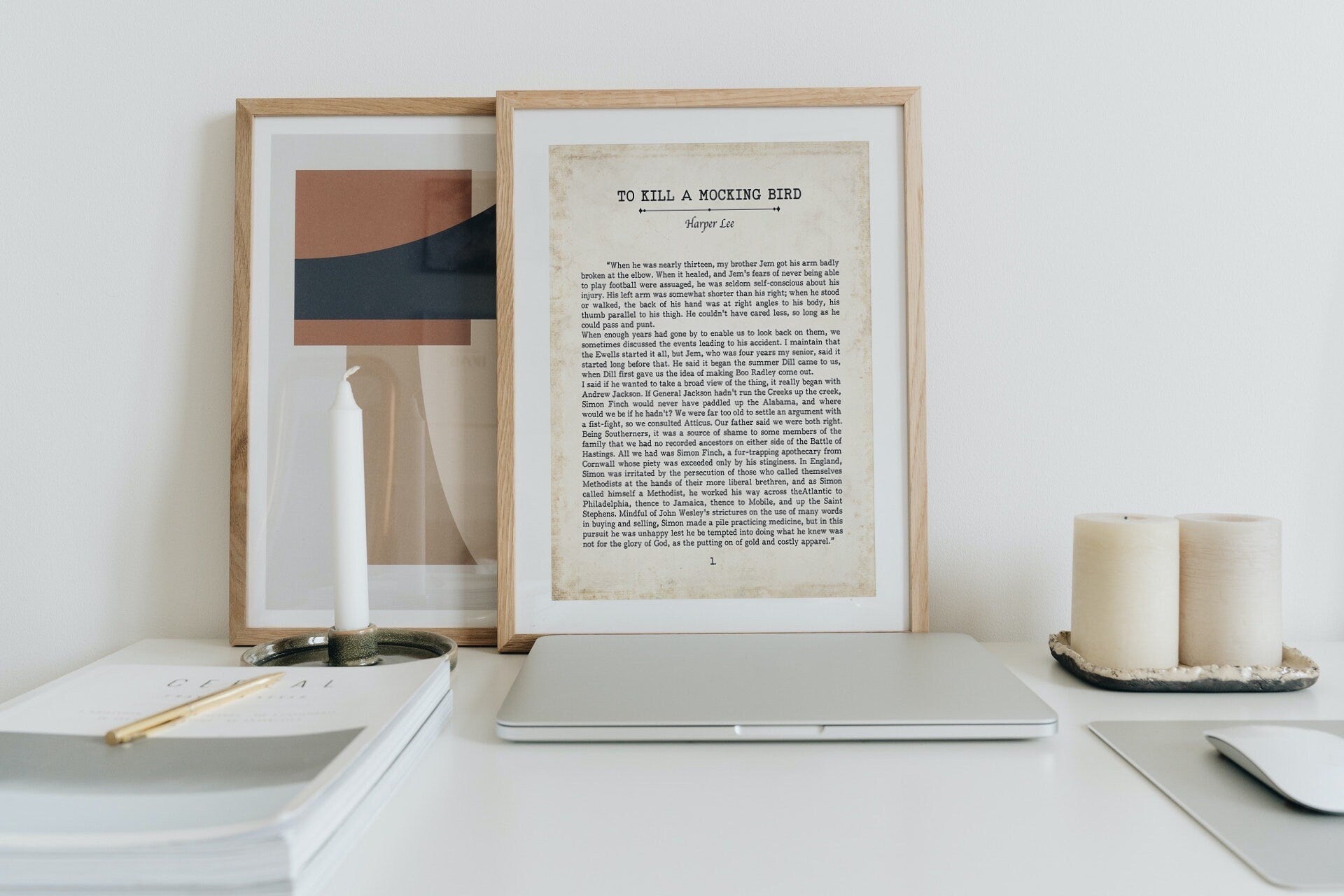 To Kill a Mockingbird Book Page Inspirational Wall Art, Harper Lee Vintage Style Print Wall Decor, First Chapter Opening Lines