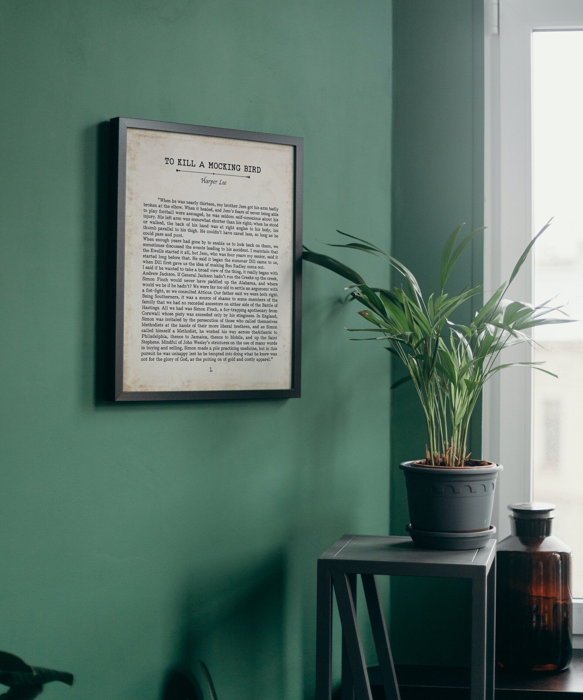 To Kill a Mockingbird Book Page Inspirational Wall Art, Harper Lee Vintage Style Print Wall Decor, First Chapter Opening Lines
