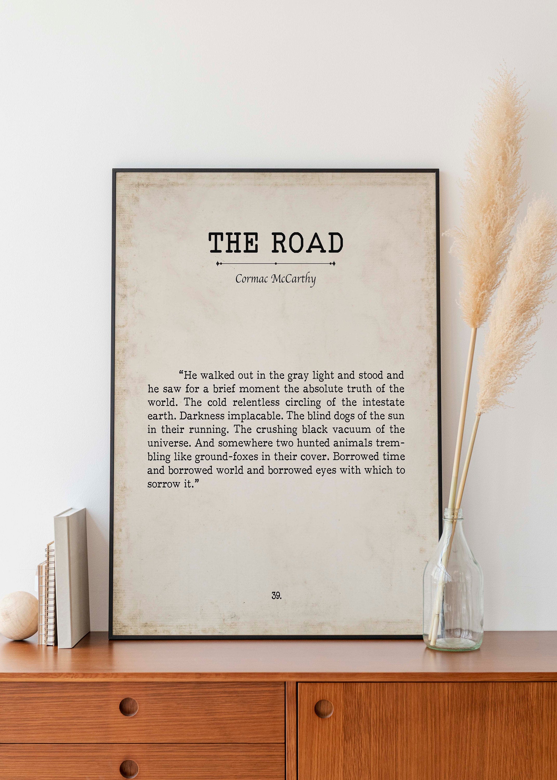 Cormac McCarthy The Road Book Page Inspirational Wall Art, He Walked Out In The Gray Light Quote Vintage Style Print Wall Decor