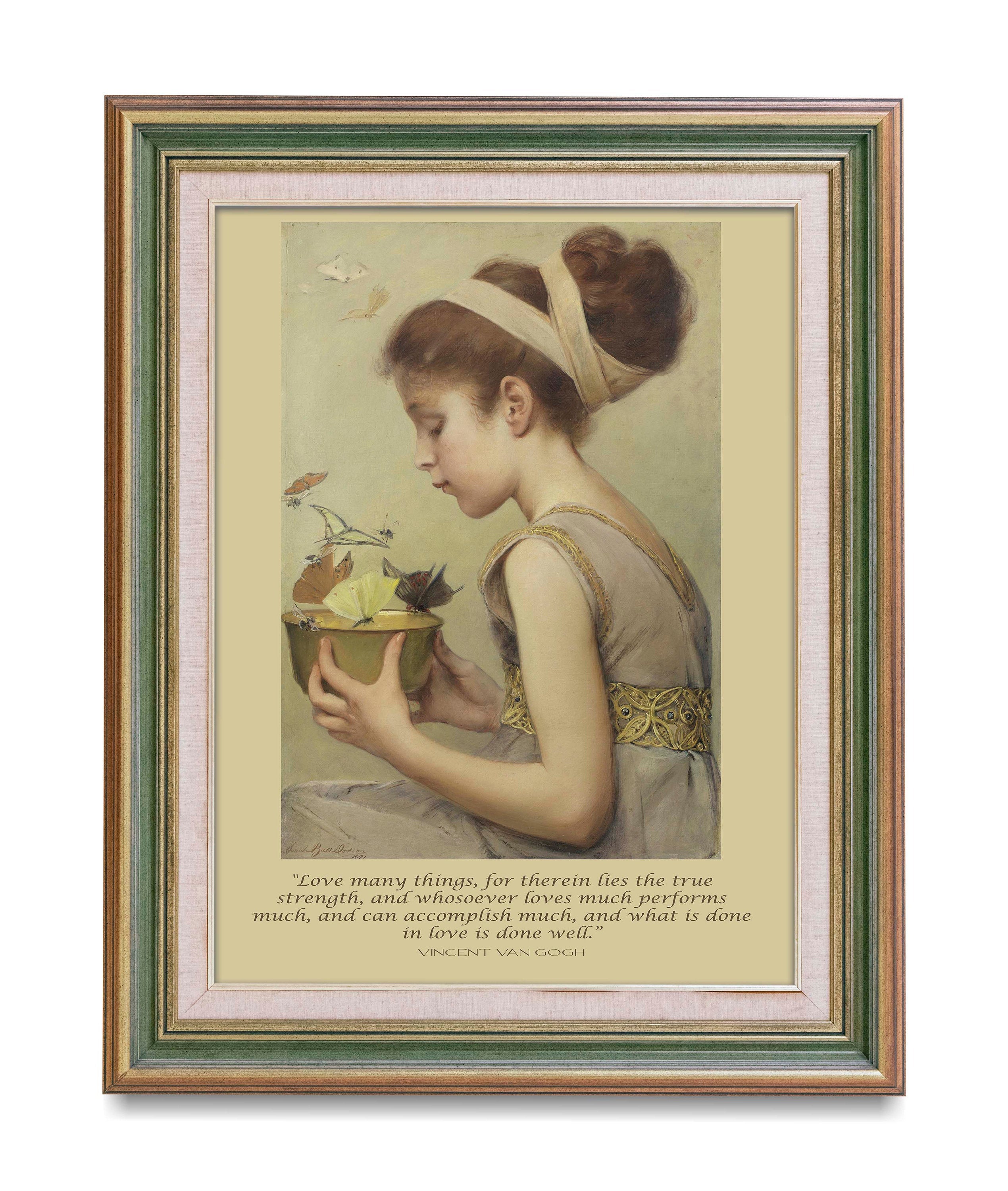 Vincent Van Gogh Quote - Sarah Dodson Fine Art Prints - Girl with Butterflies, Love many things