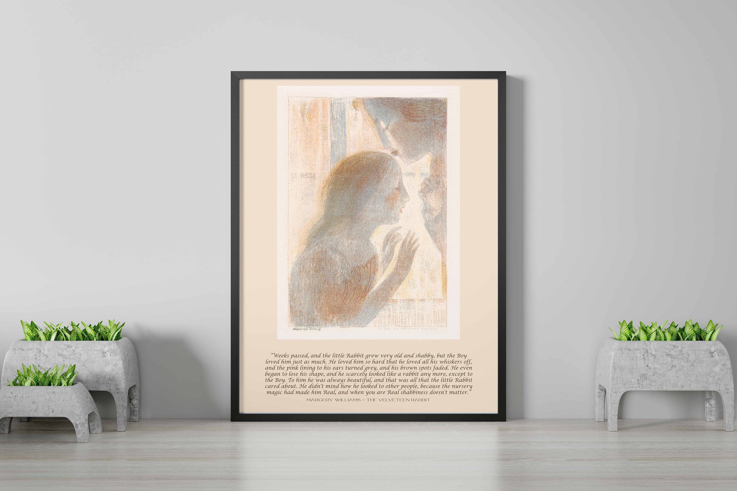 The Velveteen Rabbit Wall Art Prints Quote, Maurice Denis Unframed Fine Art Print - when you are Real, Mother and Child Art