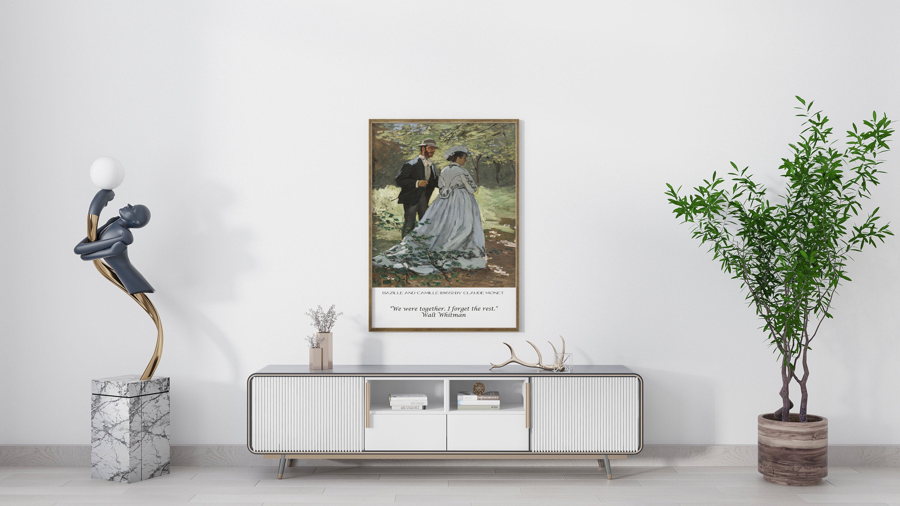 Walt Whitman - Claude Monet Fine Art Print - Bazille and Camille, We Were Together I Forget The Rest
