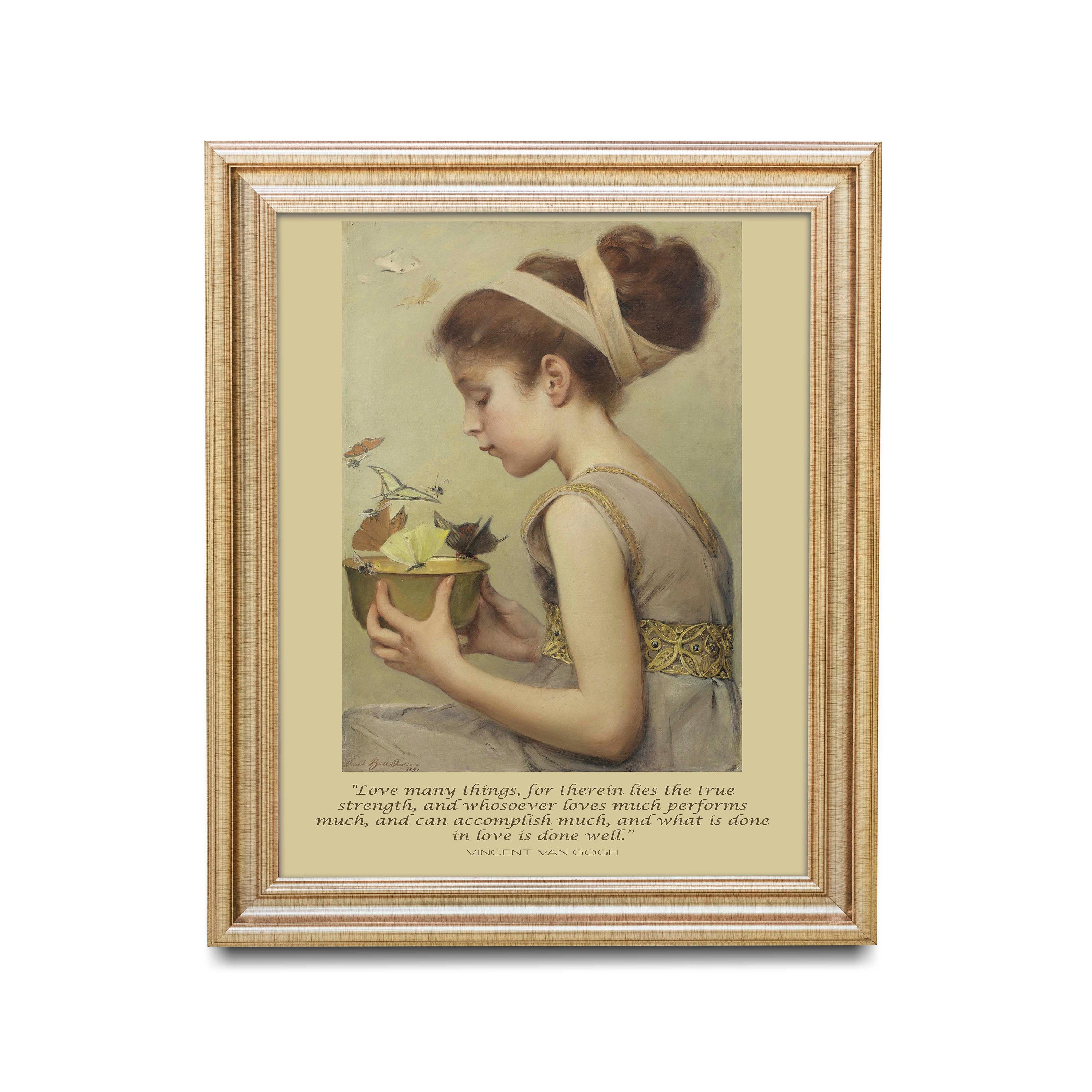 Vincent Van Gogh Quote - Sarah Dodson Fine Art Prints - Girl with Butterflies, Love many things