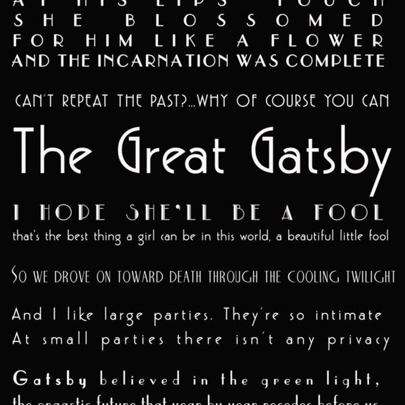 The Great Gatsby Quote Print, Literary Art Poster, F Scott Fitzgerald Unframed Art in black & white - BookQuoteDecor