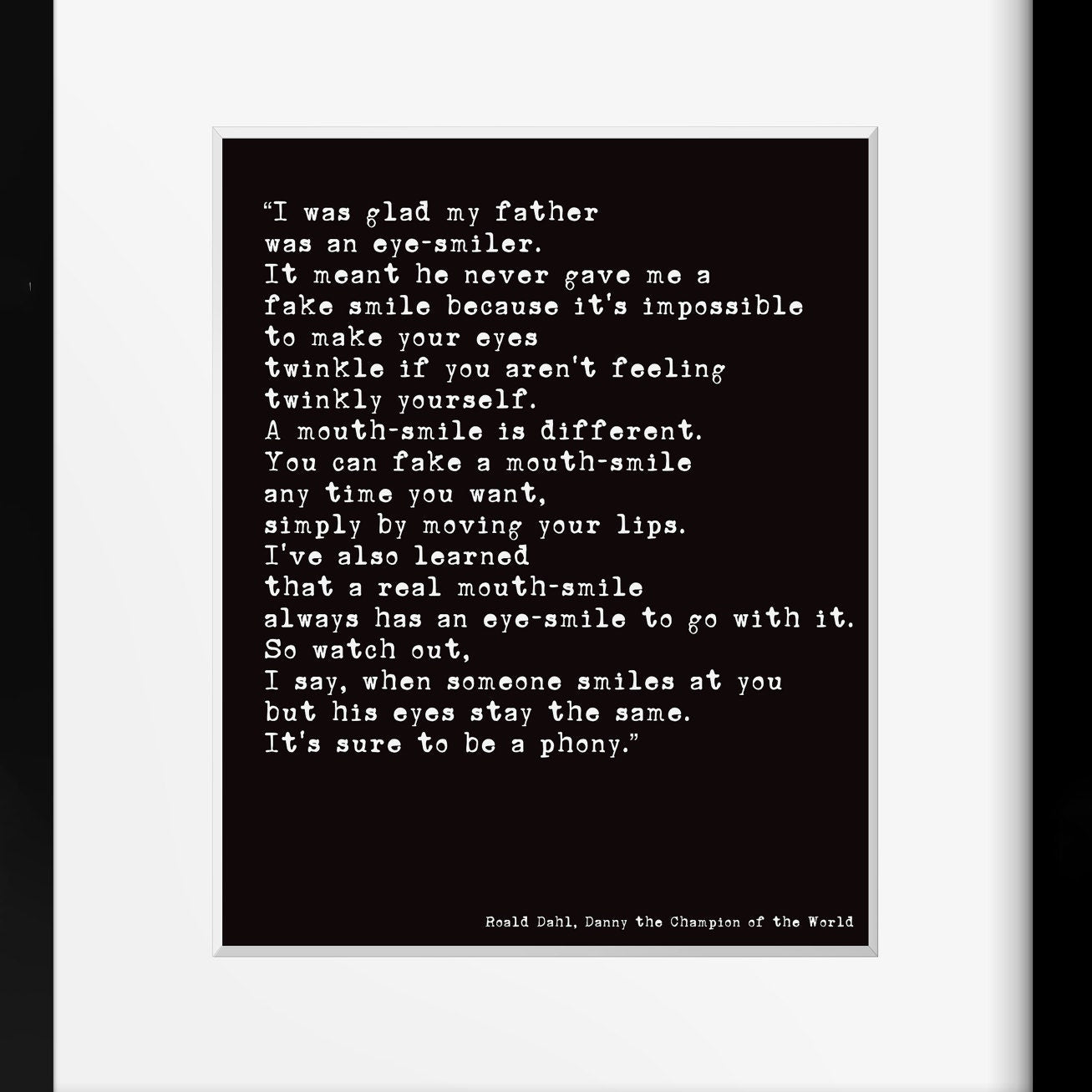 Literary Art Poster, Childrens Book Quote Roald Dahl Print