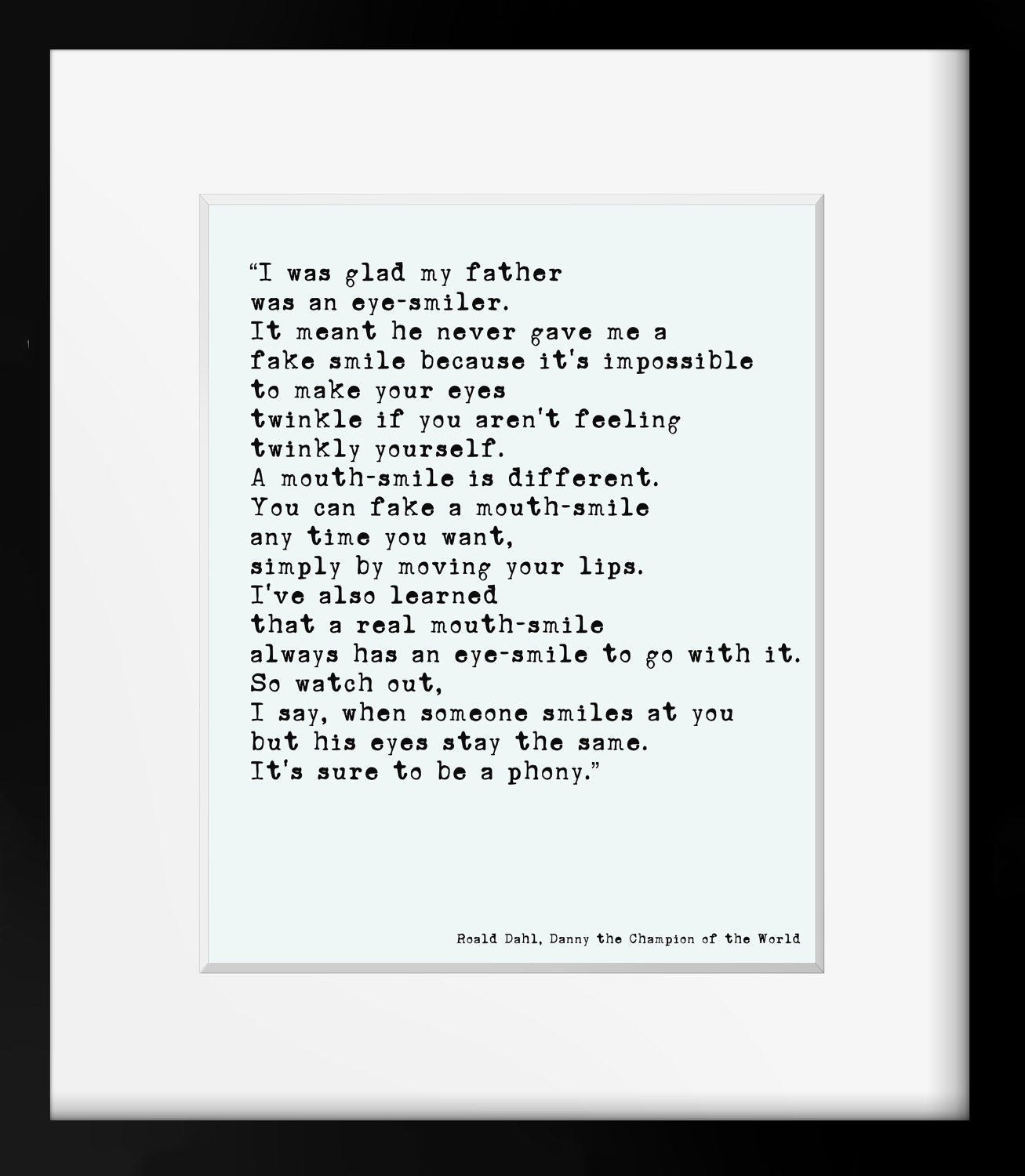 Literary Art Poster, Childrens Book Quote Roald Dahl Print
