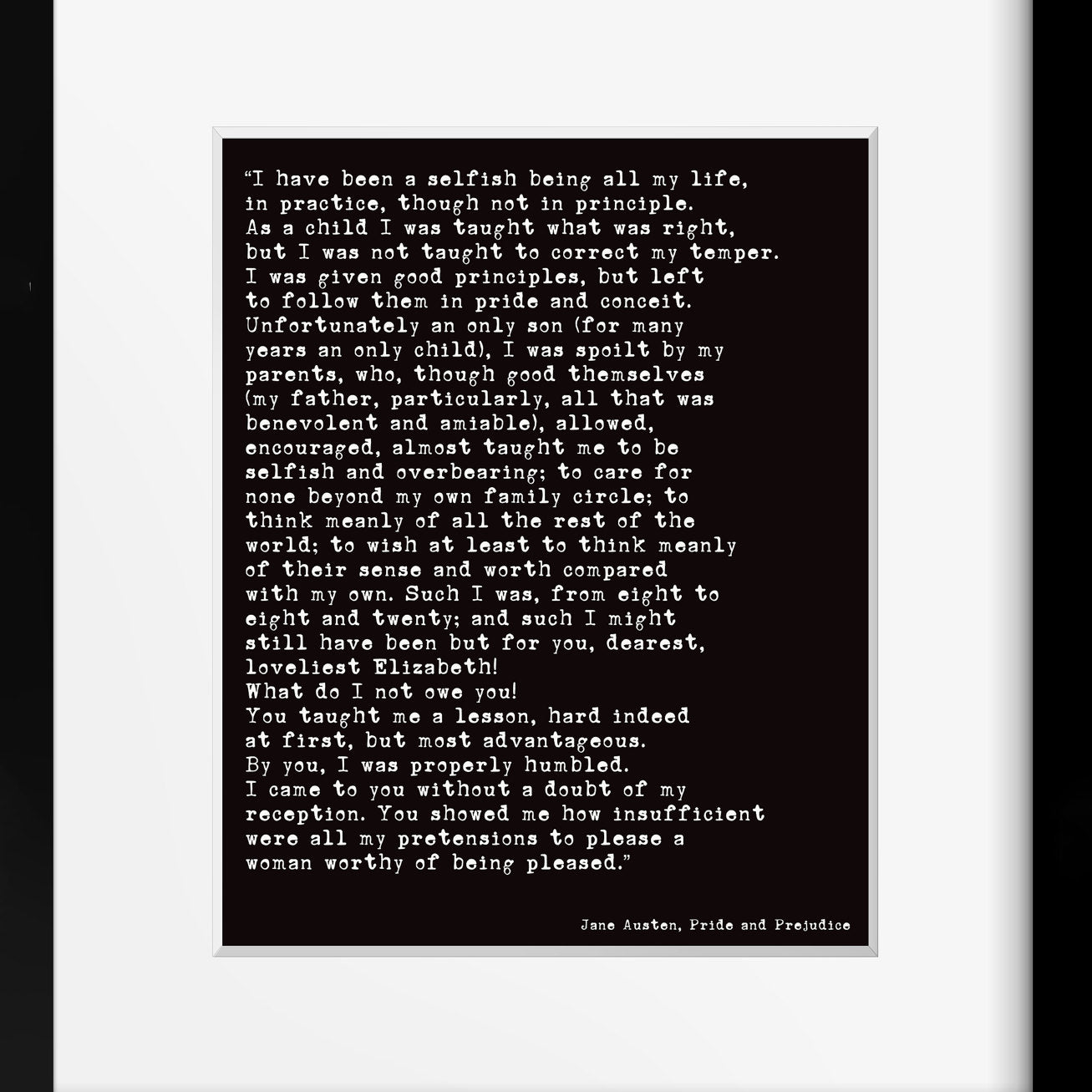 Jane Austen Pride & Prejudice Print - BookQuoteDecor