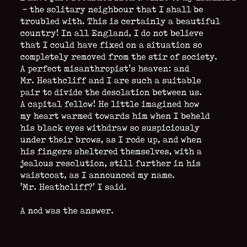 Emily Bronte Art Wall Decor, Wuthering Heights Print opening lines