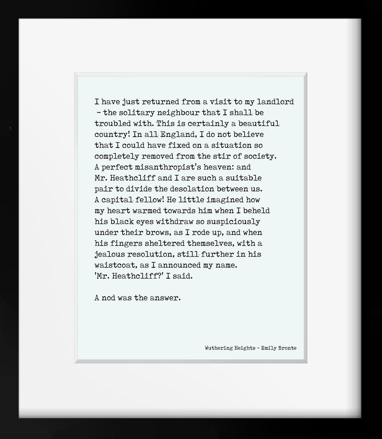 Emily Bronte Art Wall Decor, Wuthering Heights Print opening lines