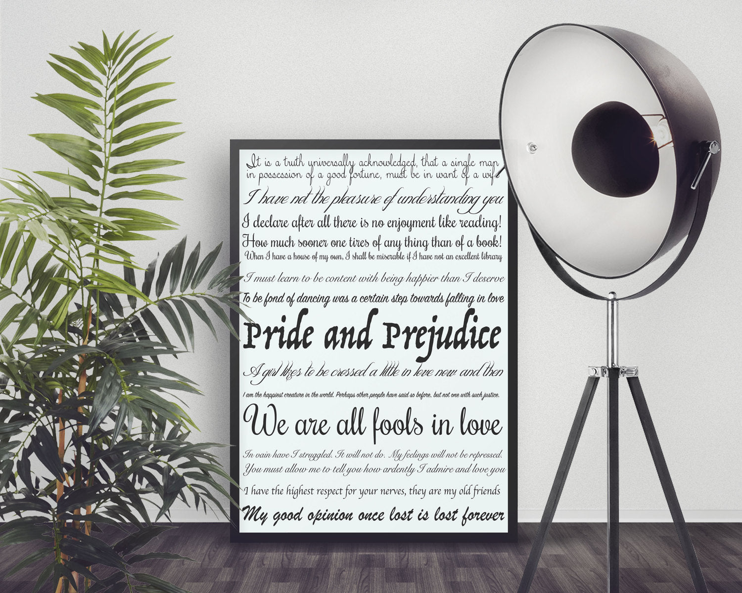 Printable Wall Art Pride & Prejudice Quotes, Jane Austen Instant Download Wall Decor