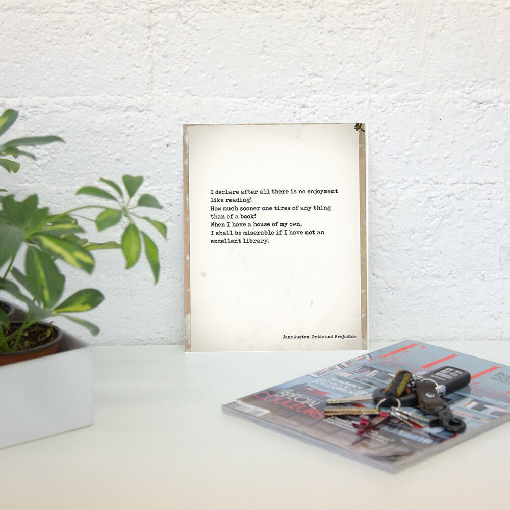 Pride and Prejudice Print, Reading Quote, Jane Austen Quote Art