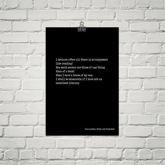Pride and Prejudice Print, Reading Quote, Jane Austen Quote Art, No Enjoyment Like Reading Book Quote Print, Jane Austen Wall Art Unframed - BookQuoteDecor