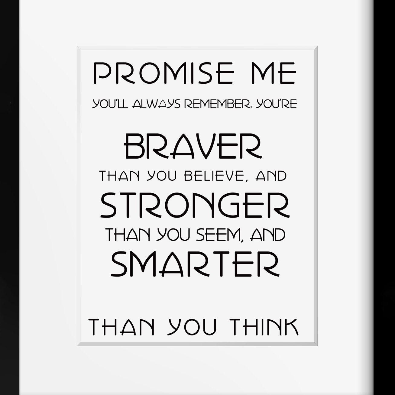 Promise Me Braver Stronger Smarter Winnie The Pooh Art Print, AA Milne Quote Unframed Inspirational Poster
